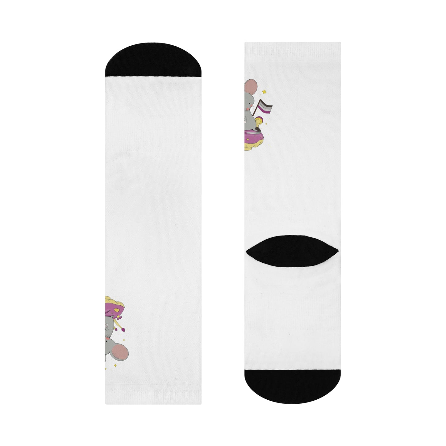 Badgie Crew Socks White - Asexual Mouse "Roan" - Badgie.co