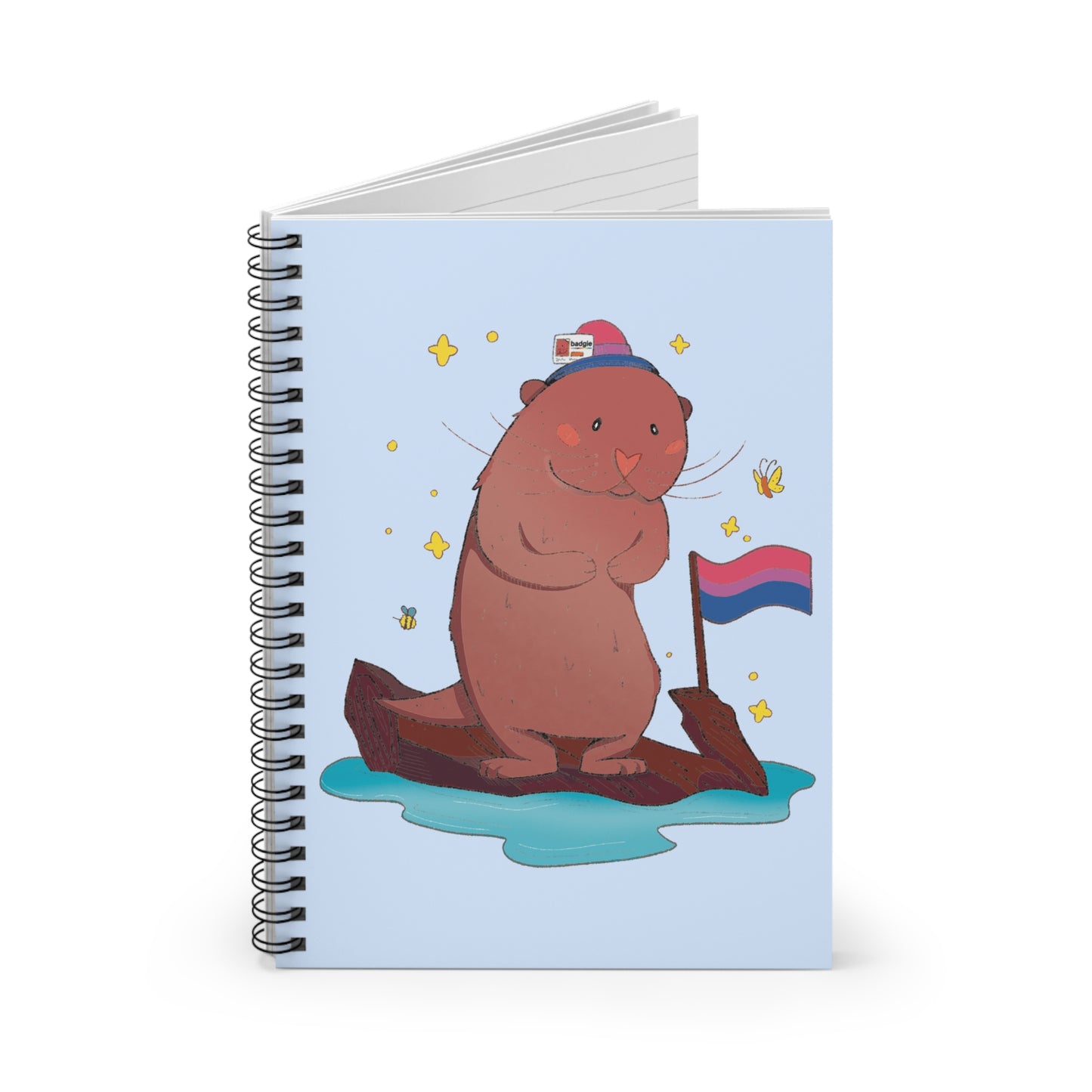 Badgie Spiral Notebook Ruled Lines - Bisexual Otter "River" - Badgie.co