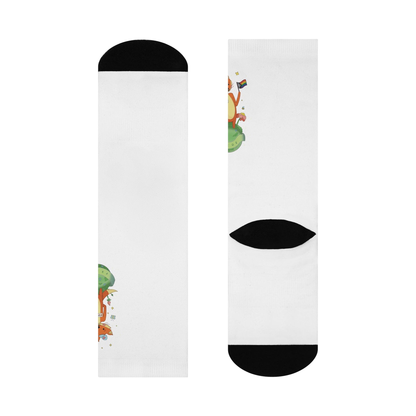 Badgie Crew Socks White - Pride Fox "Kit" - Badgie.co