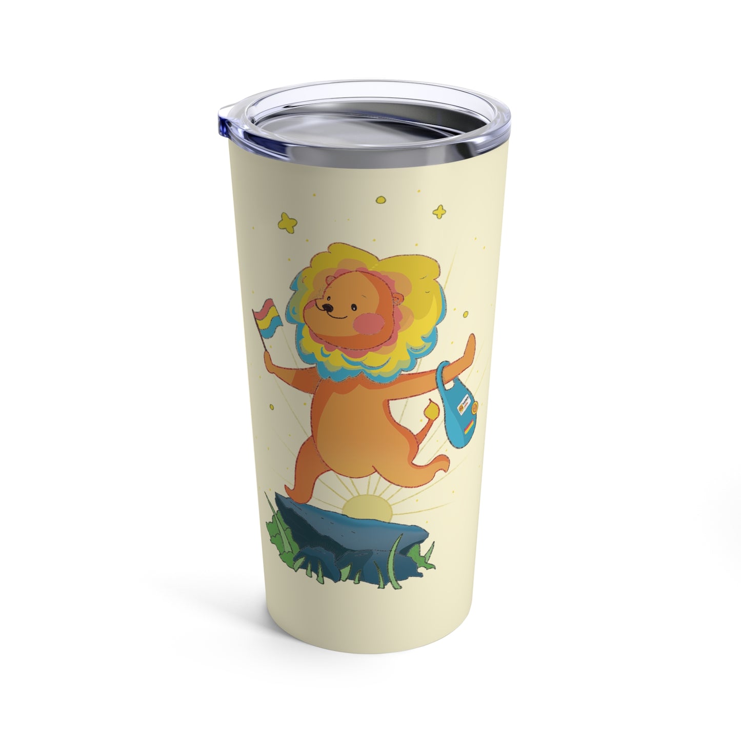 Badgie Coffee Tumbler 20oz/600mL - Pansexual Lion "Barb" - Badgie.co