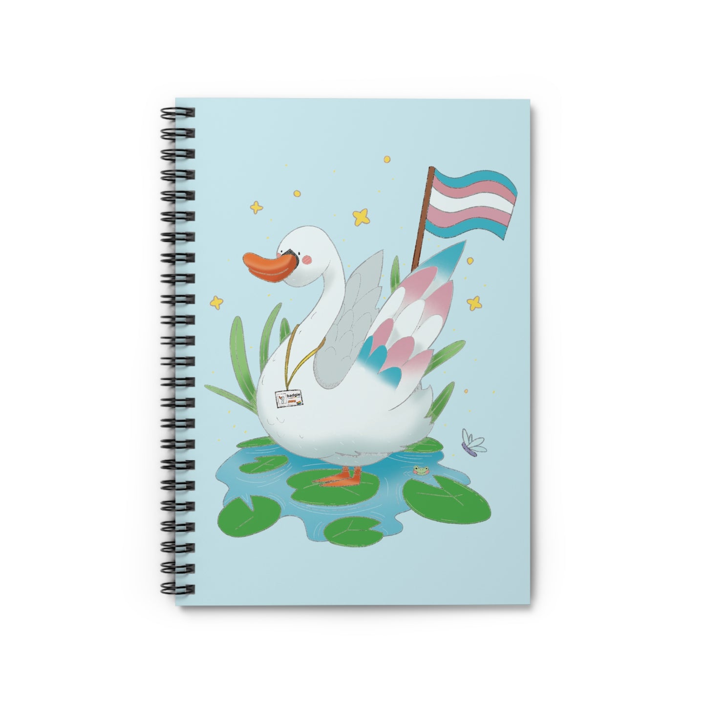 Badgie Spiral Notebook Ruled Lines - Trans Swan "Tundra" - Badgie.co