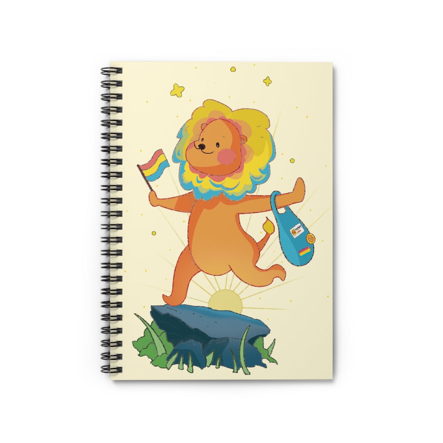 Badgie Spiral Notebook Ruled Lines - Pansexual Lion "Barb" - Badgie.co