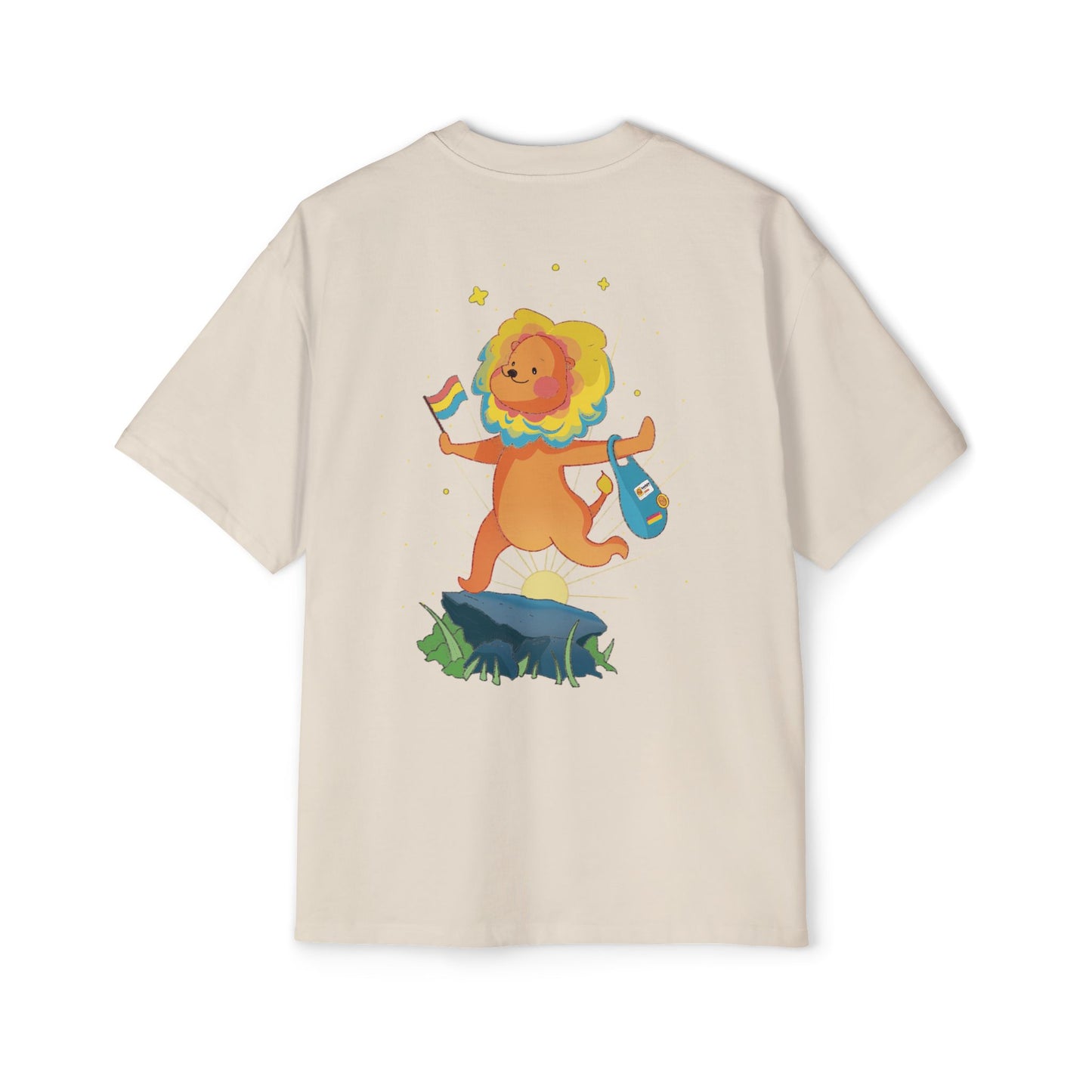 Badgie Oversized Heavy Drop Shoulder T-Shirt - Pansexual Lion "Barb" - Badgie.co