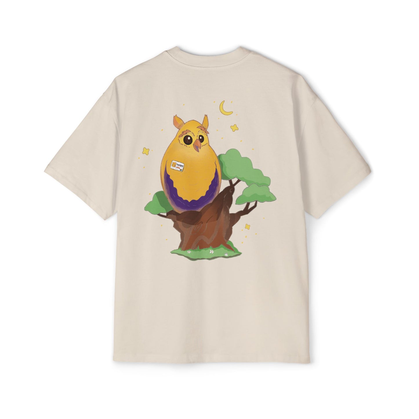Badgie Oversized Heavy Drop Shoulder T-Shirt - Intersex Owl "Albert" - Badgie.co