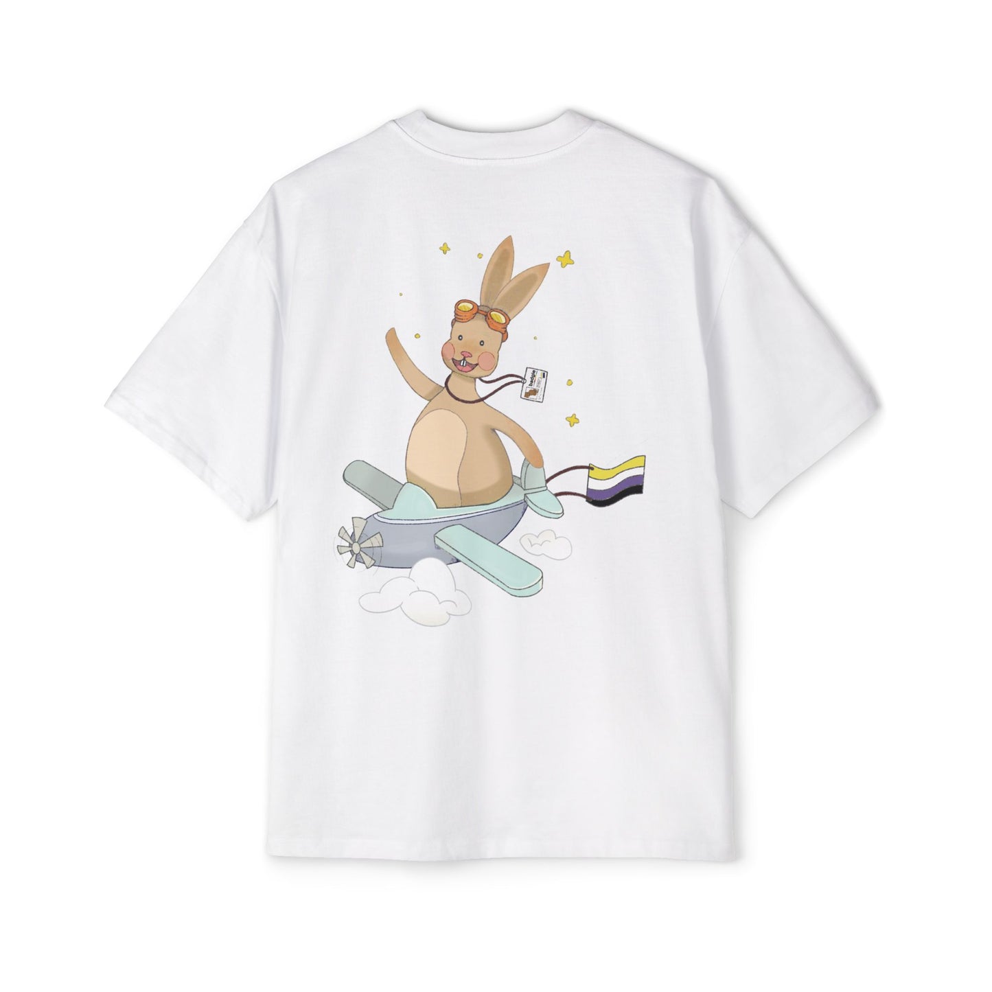 Badgie Oversized Heavy Drop Shoulder T-Shirt - Nonbinary Rabbit "Rex" - Badgie.co