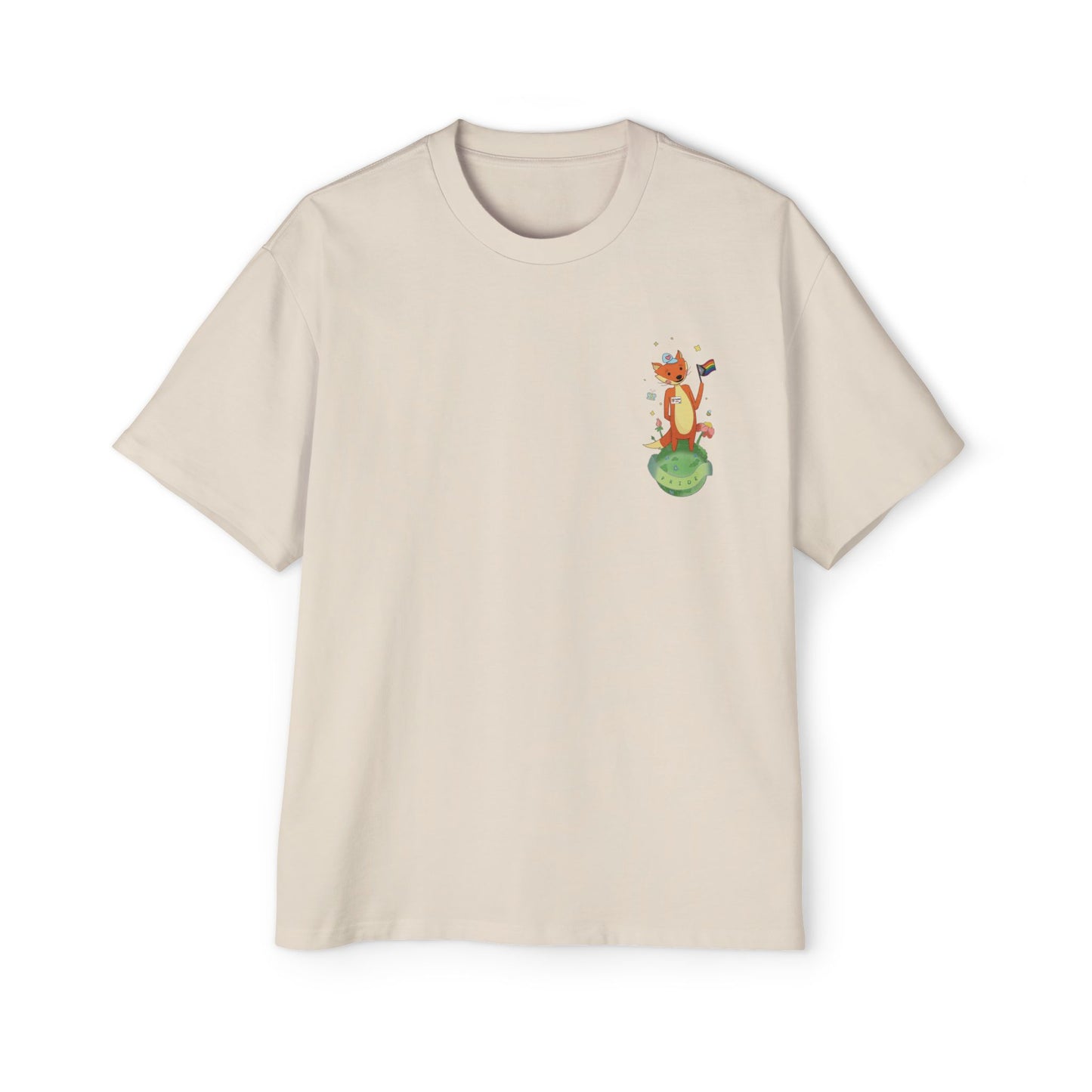 Badgie Oversized Heavy Drop Shoulder T-Shirt - Pride Fox "Kit" - Badgie.co