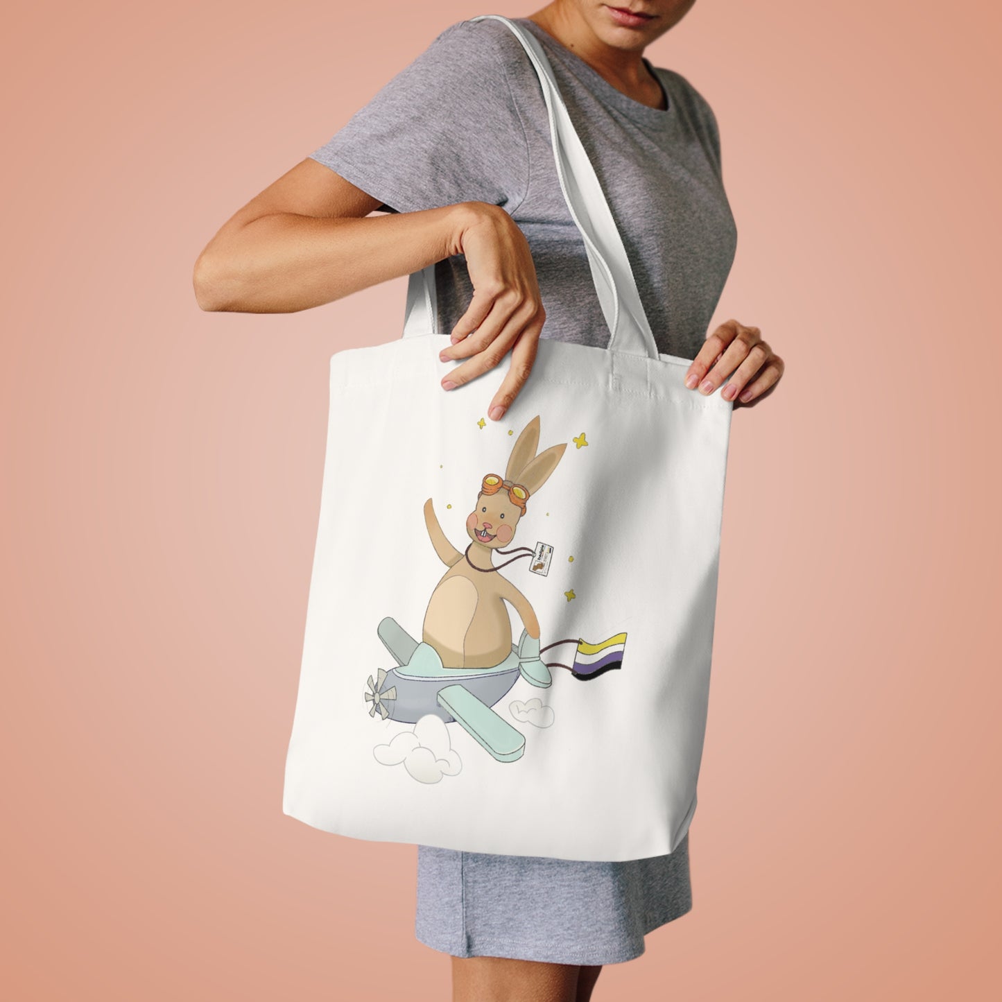 Badgie Tote Bag - Nonbinary Rabbit "Rex" - Badgie.co
