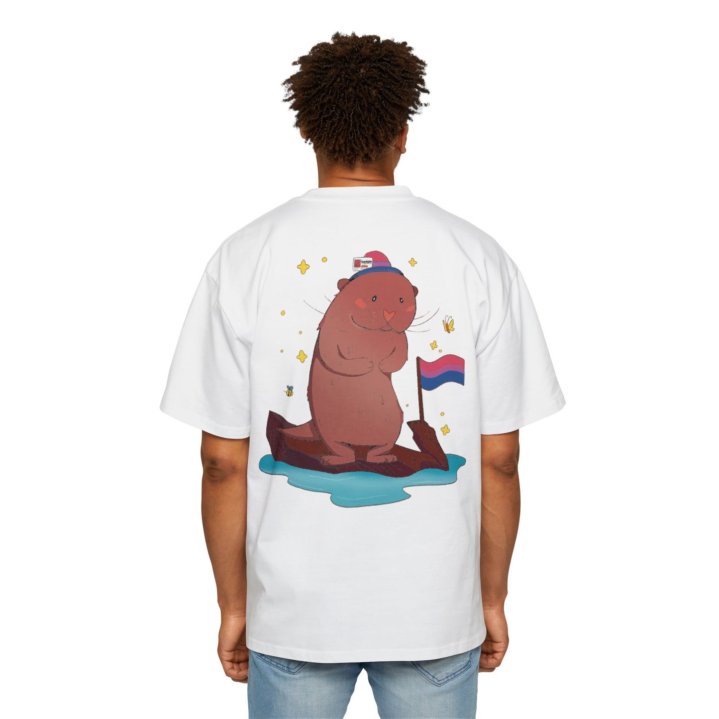 Badgie Oversized Heavy Drop Shoulder T-Shirt - Bisexual Otter "River" - Badgie.co