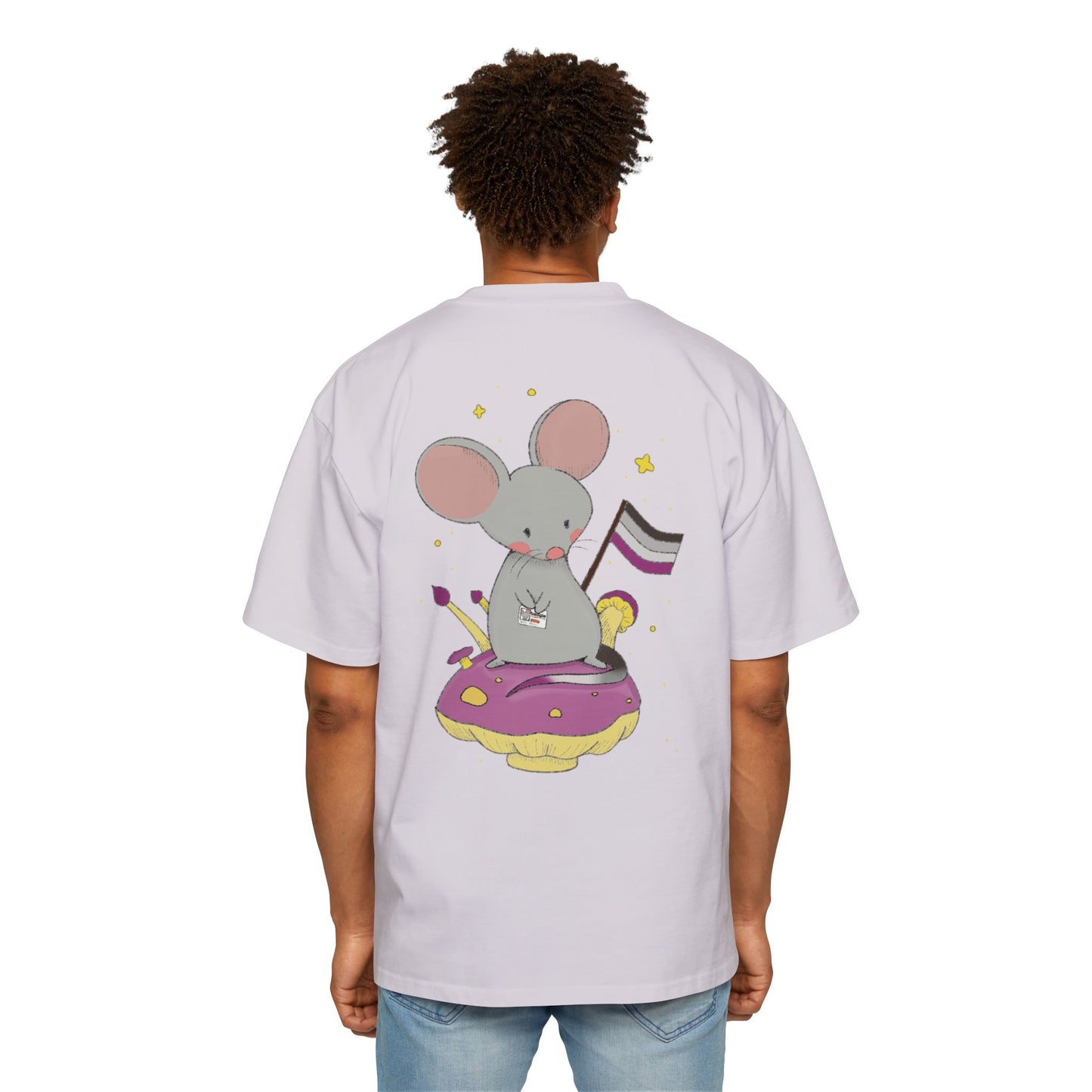 Badgie Oversized Heavy Drop Shoulder T-Shirt - Asexual Mouse "Roan" - Badgie.co