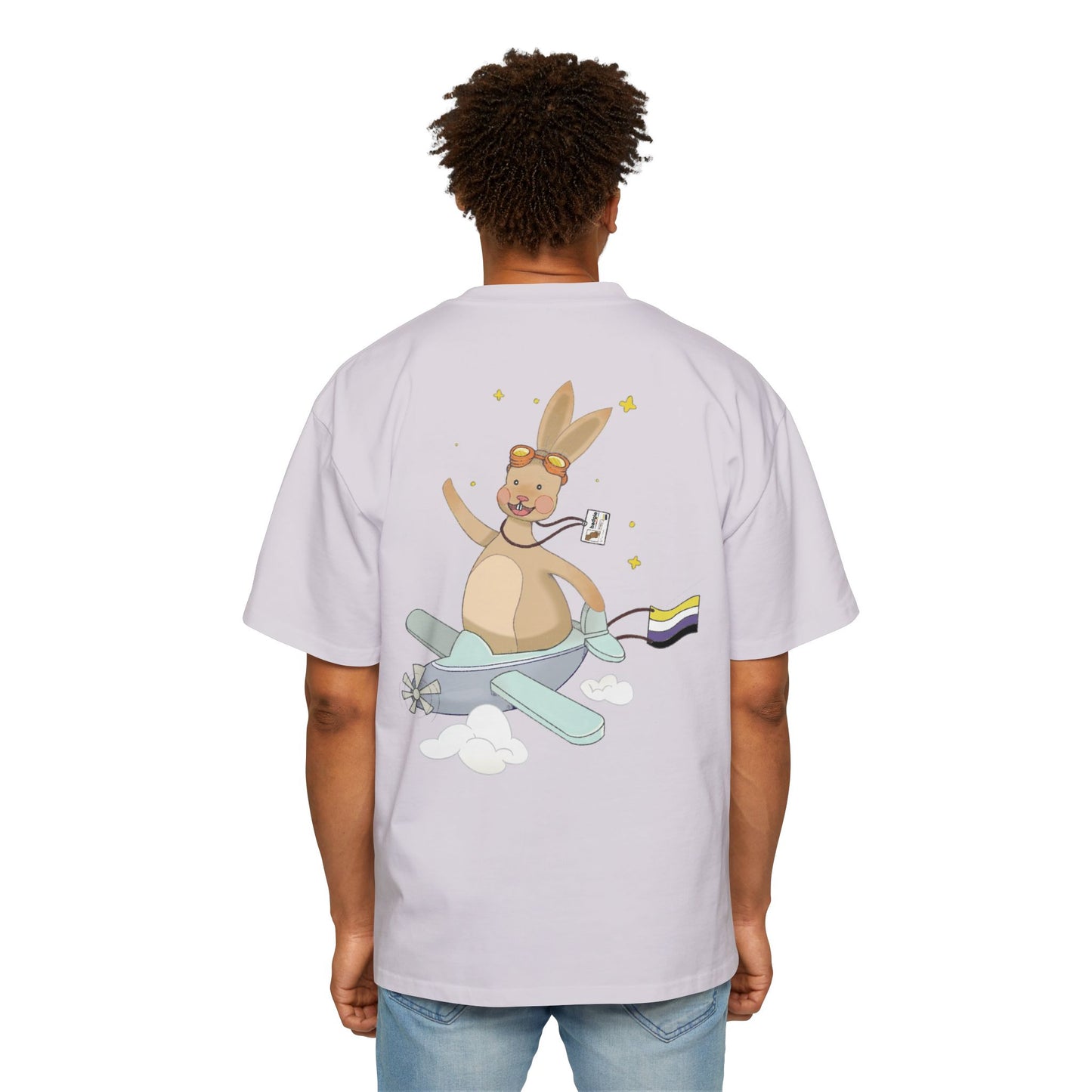 Badgie Oversized Heavy Drop Shoulder T-Shirt - Nonbinary Rabbit "Rex" - Badgie.co