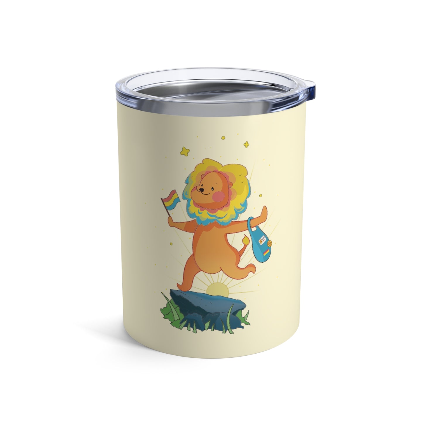 Badgie Coffee Tumbler 10oz/295mL - Pansexual Lion "Barb" - Badgie.co