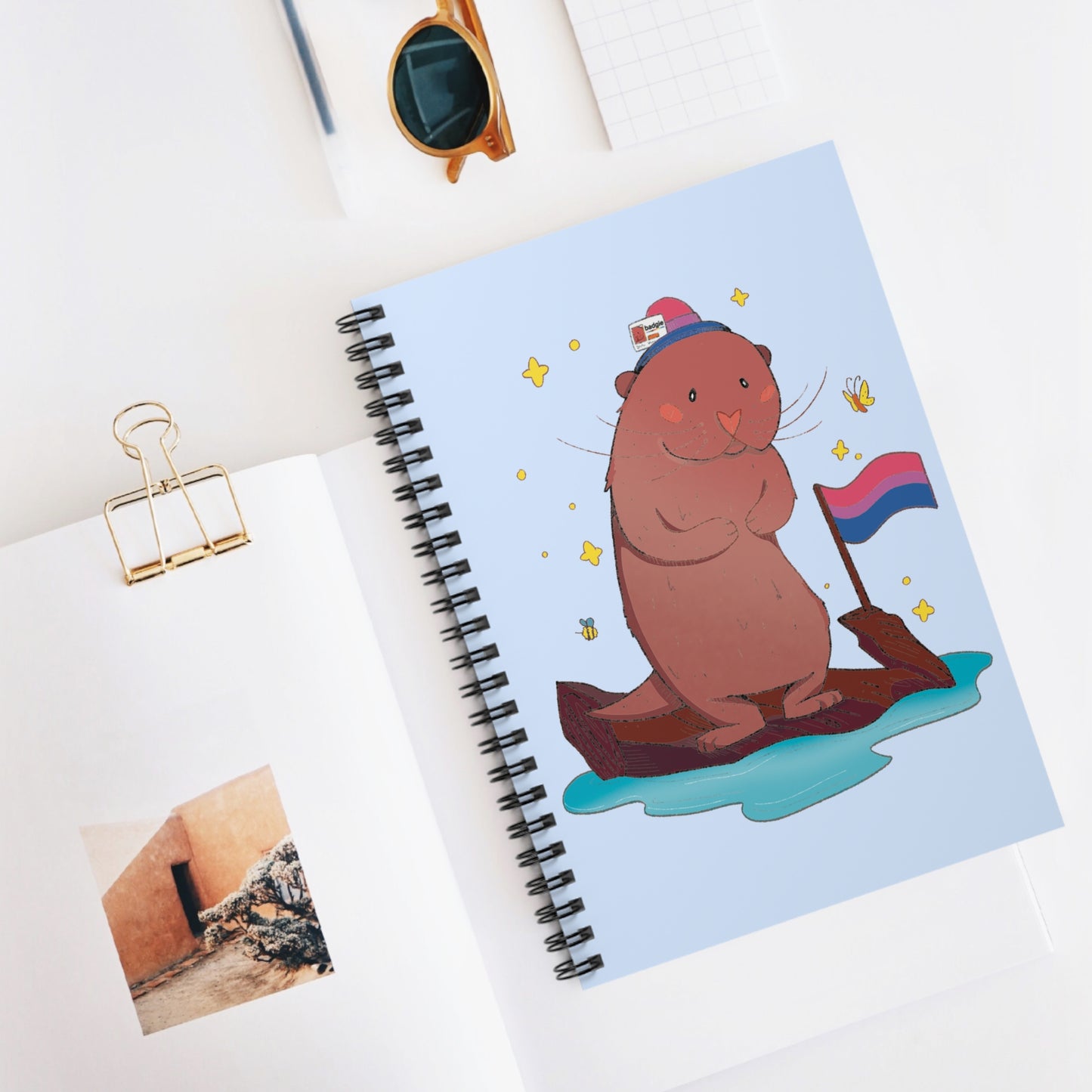 Badgie Spiral Notebook Ruled Lines - Bisexual Otter "River" - Badgie.co