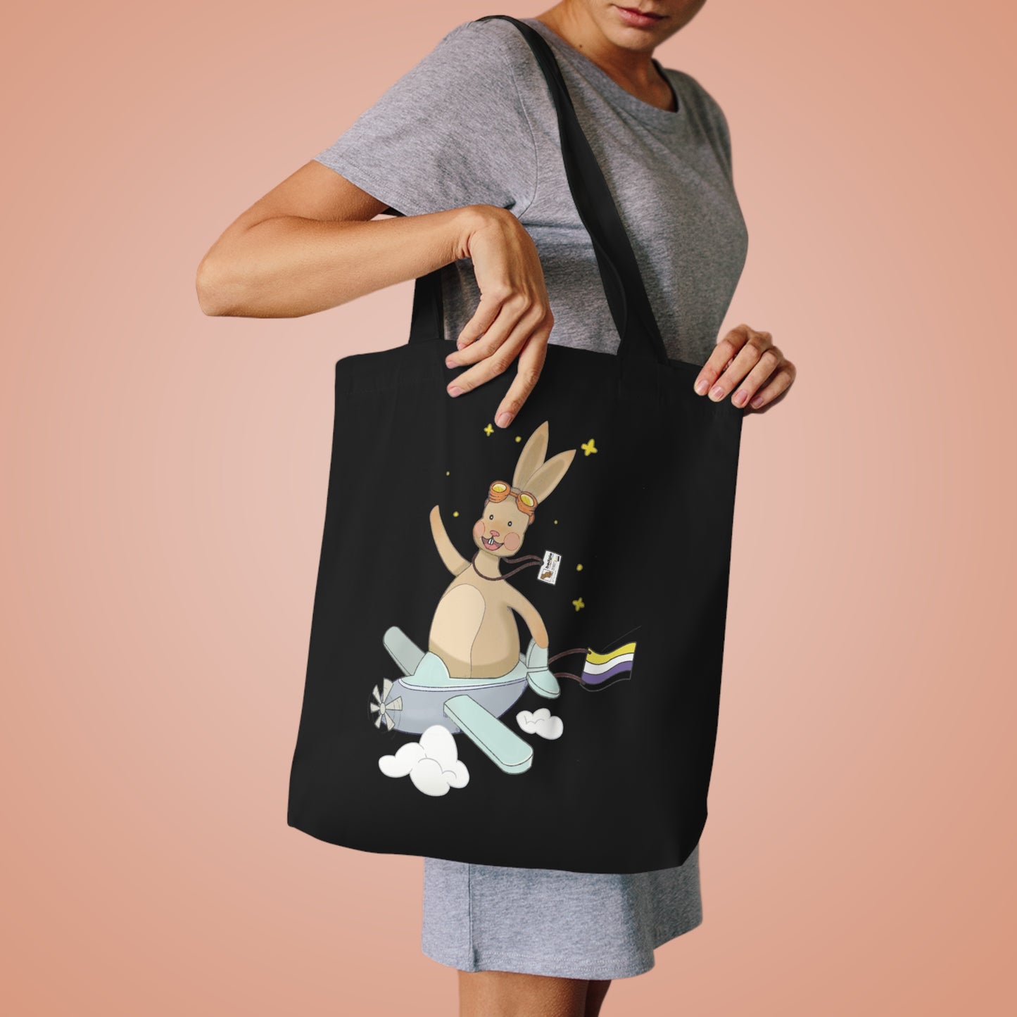 Badgie Tote Bag - Nonbinary Rabbit "Rex" - Badgie.co