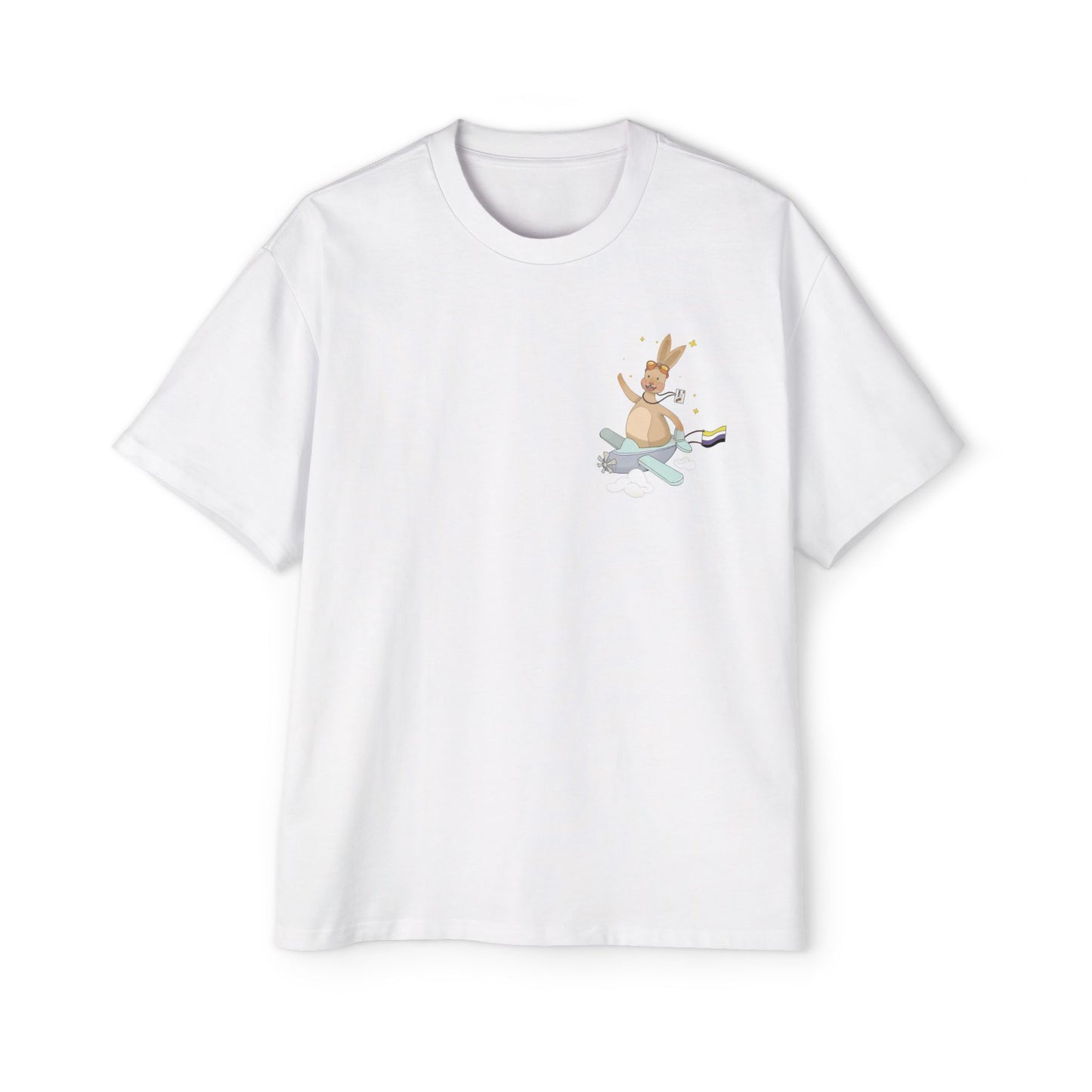 Badgie Oversized Heavy Drop Shoulder T-Shirt - Nonbinary Rabbit "Rex" - Badgie.co