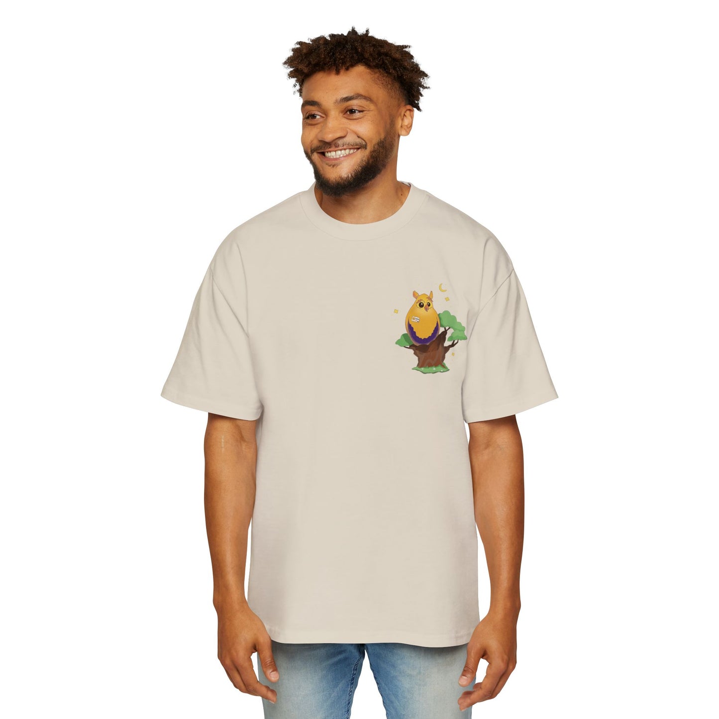 Badgie Oversized Heavy Drop Shoulder T-Shirt - Intersex Owl "Albert" - Badgie.co
