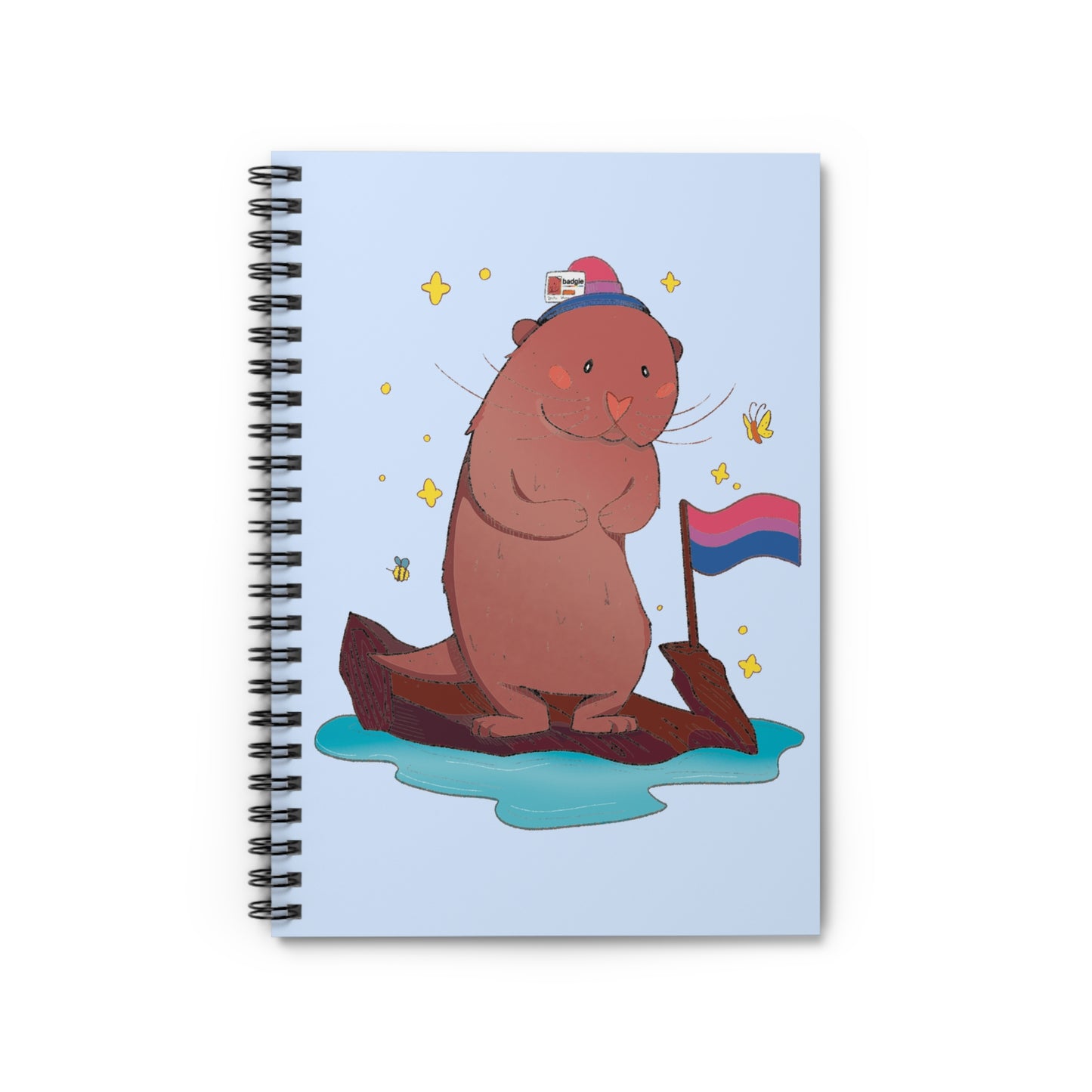 Badgie Spiral Notebook Ruled Lines - Bisexual Otter "River" - Badgie.co