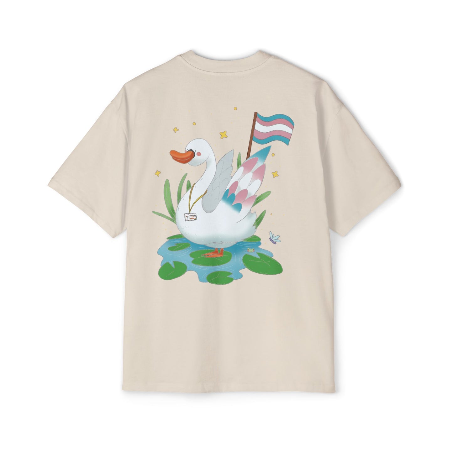 Badgie Oversized Heavy Drop Shoulder T-Shirt - Trans Swan "Tundra" - Badgie.co
