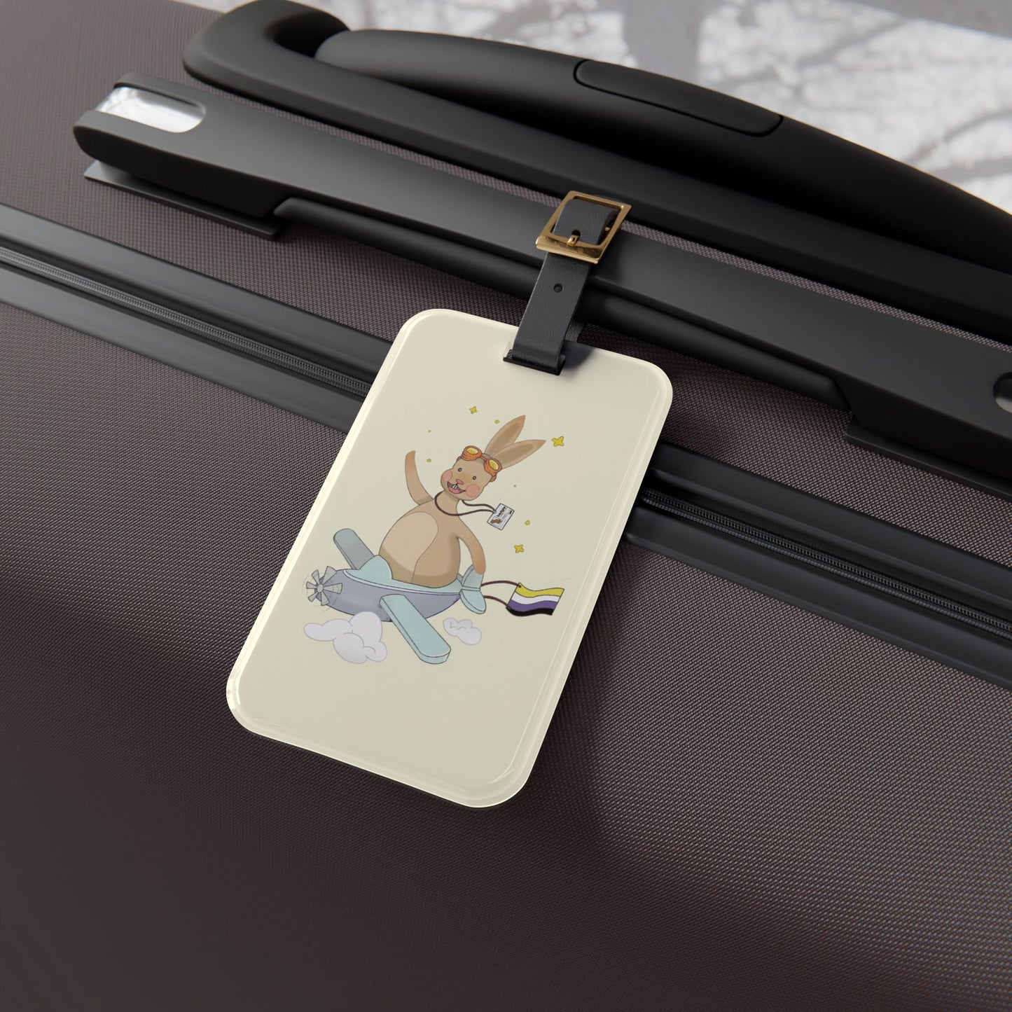 Badgie Luggage Tag - Nonbinary Rabbit "Rex" - Badgie.co
