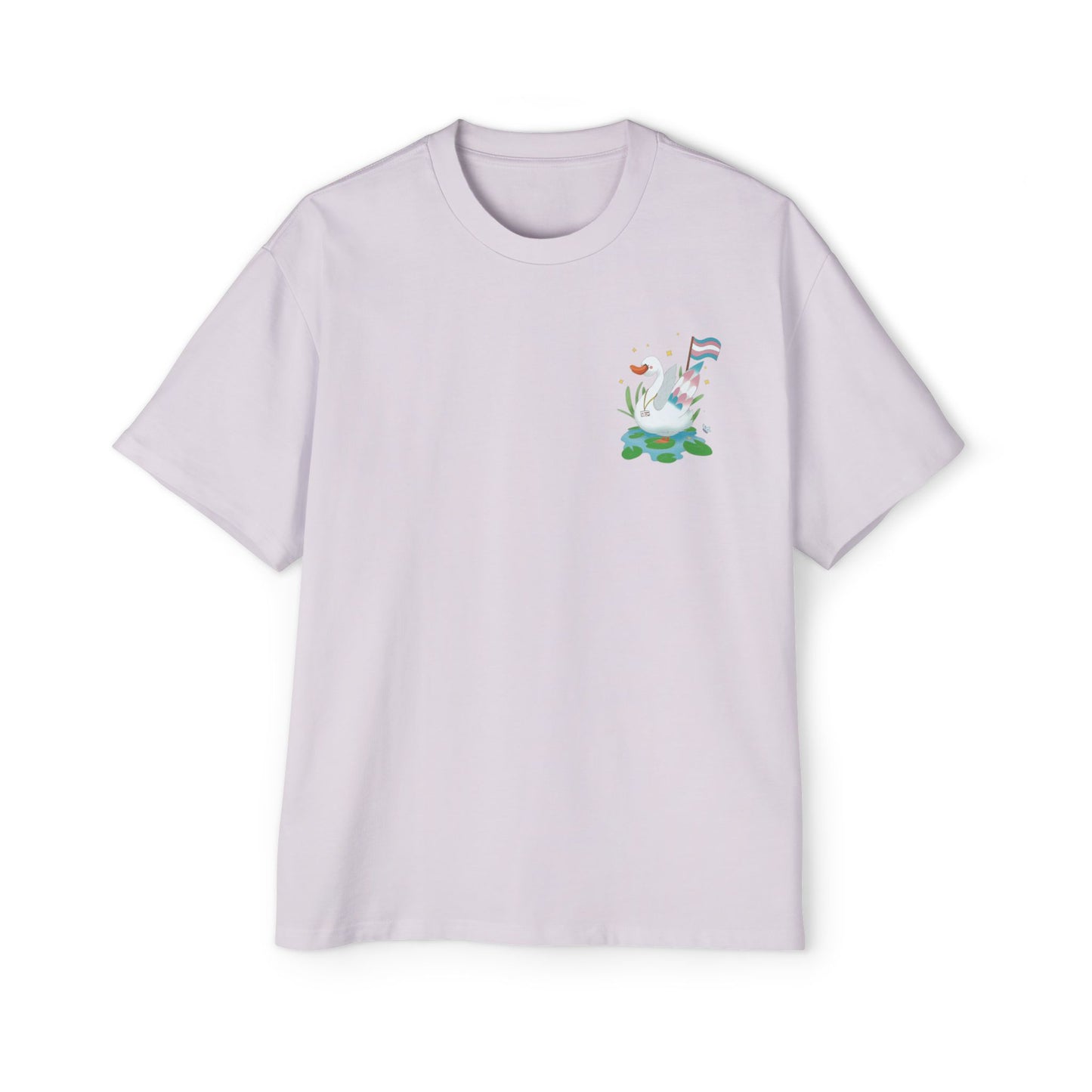 Badgie Oversized Heavy Drop Shoulder T-Shirt - Trans Swan "Tundra" - Badgie.co