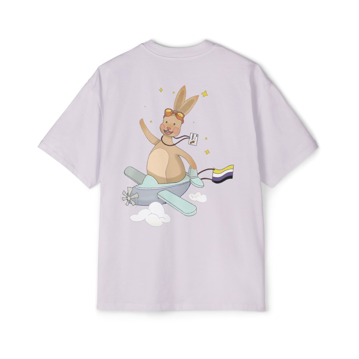 Badgie Oversized Heavy Drop Shoulder T-Shirt - Nonbinary Rabbit "Rex" - Badgie.co