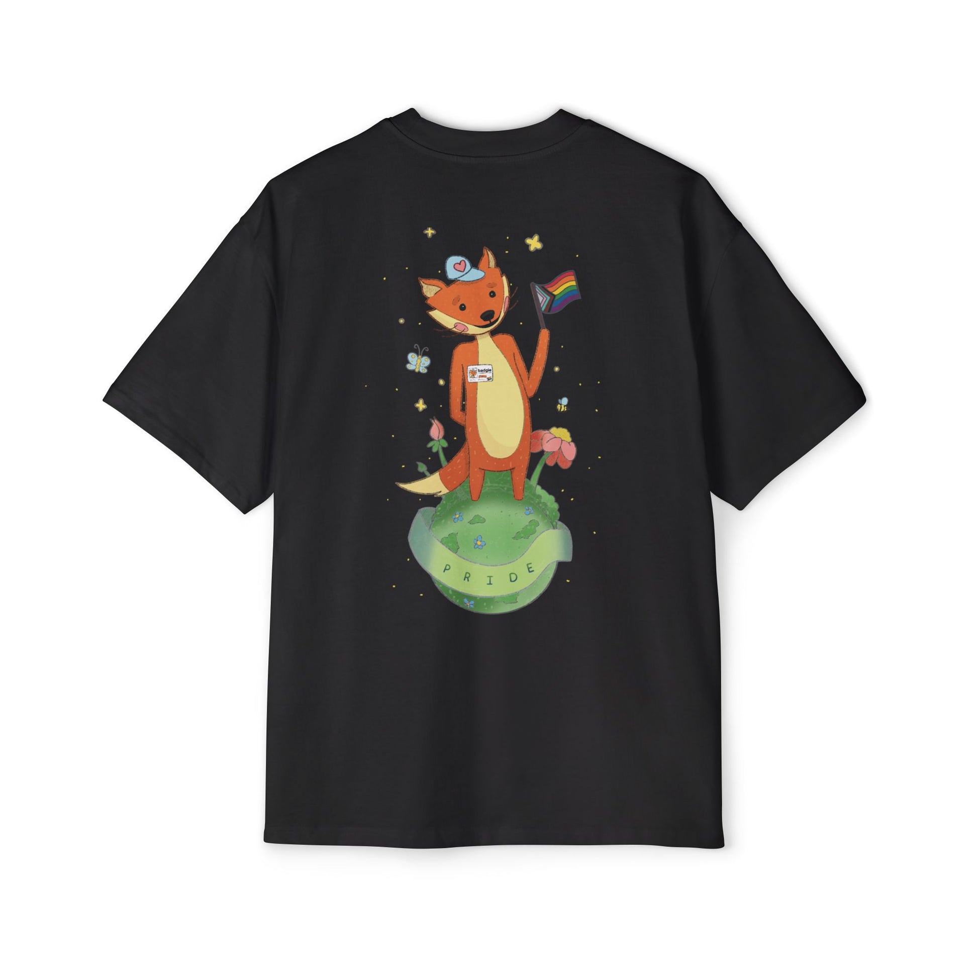 Badgie Oversized Heavy Drop Shoulder T-Shirt - Pride Fox "Kit" - Badgie.co