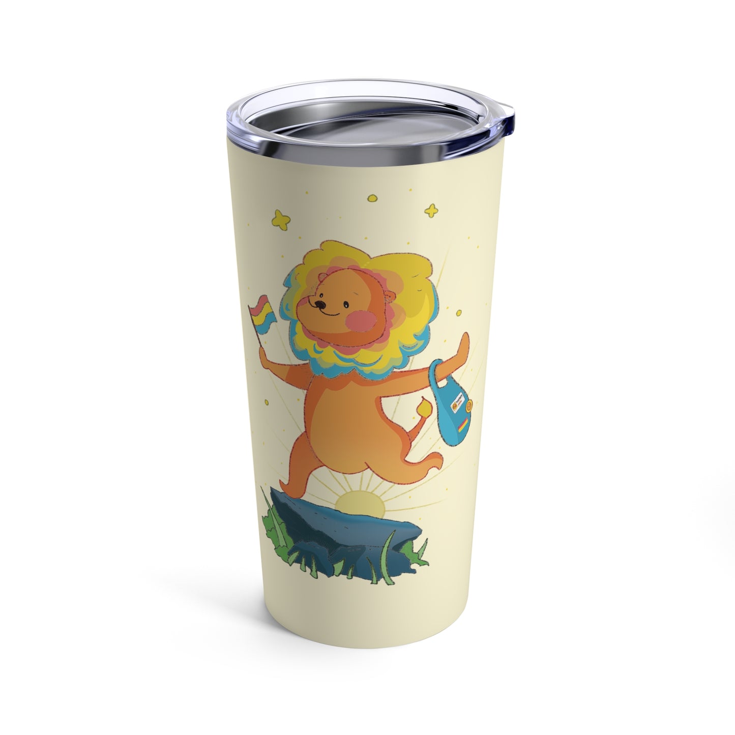 Badgie Coffee Tumbler 20oz/600mL - Pansexual Lion "Barb" - Badgie.co