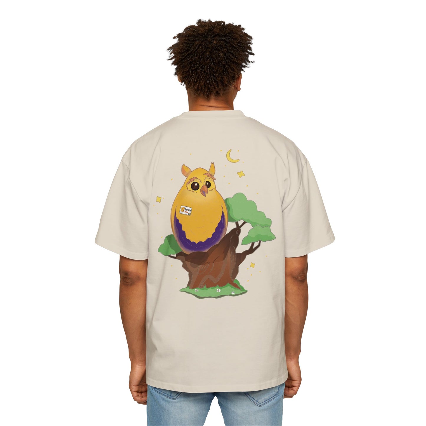 Badgie Oversized Heavy Drop Shoulder T-Shirt - Intersex Owl "Albert" - Badgie.co
