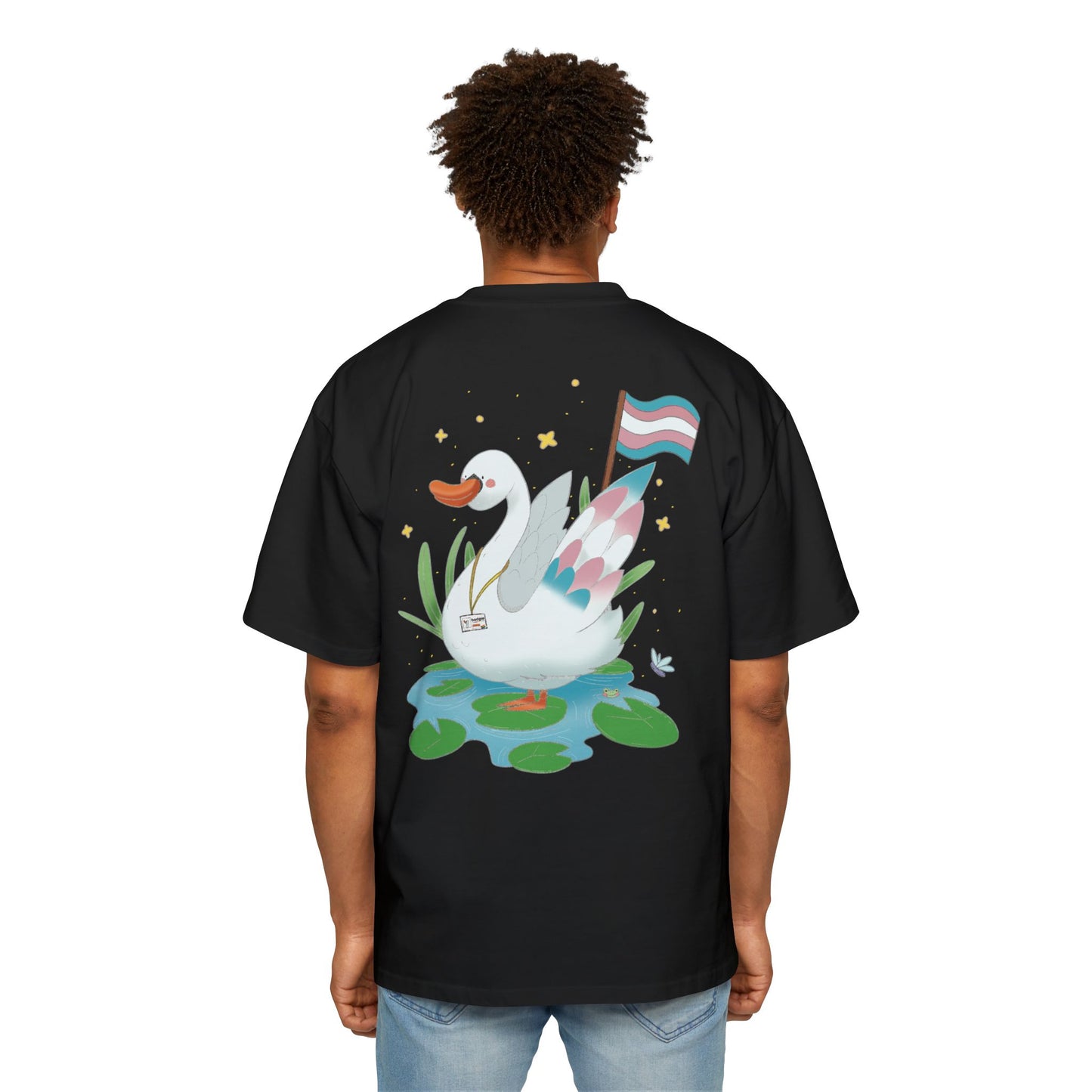 Badgie Oversized Heavy Drop Shoulder T-Shirt - Trans Swan "Tundra" - Badgie.co