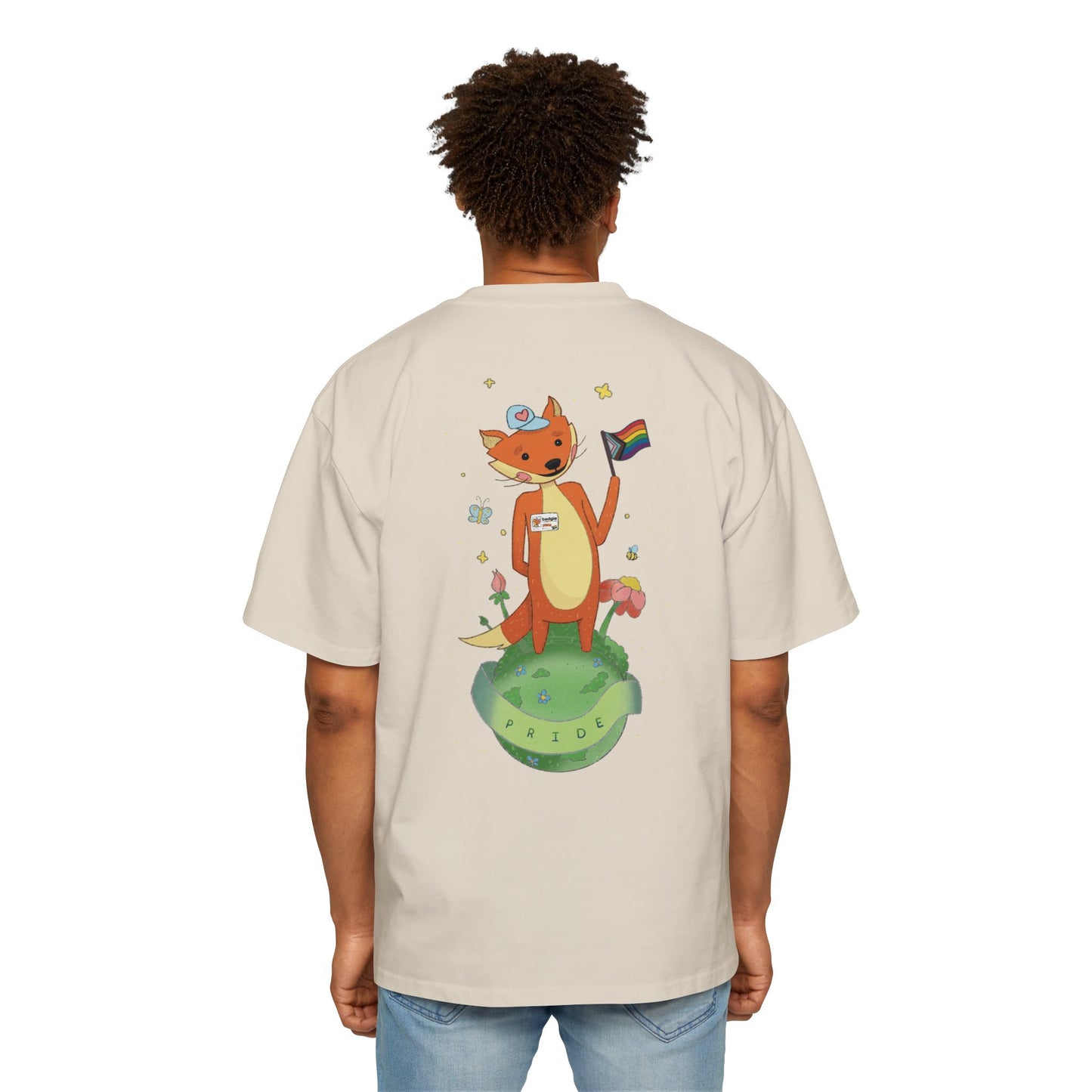 Badgie Oversized Heavy Drop Shoulder T-Shirt - Pride Fox "Kit" - Badgie.co