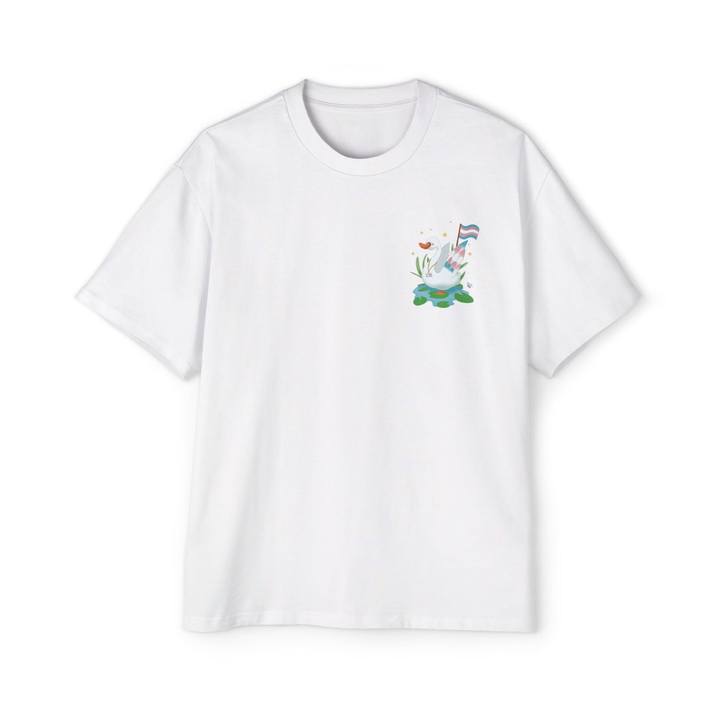 Badgie Oversized Heavy Drop Shoulder T-Shirt - Trans Swan "Tundra" - Badgie.co