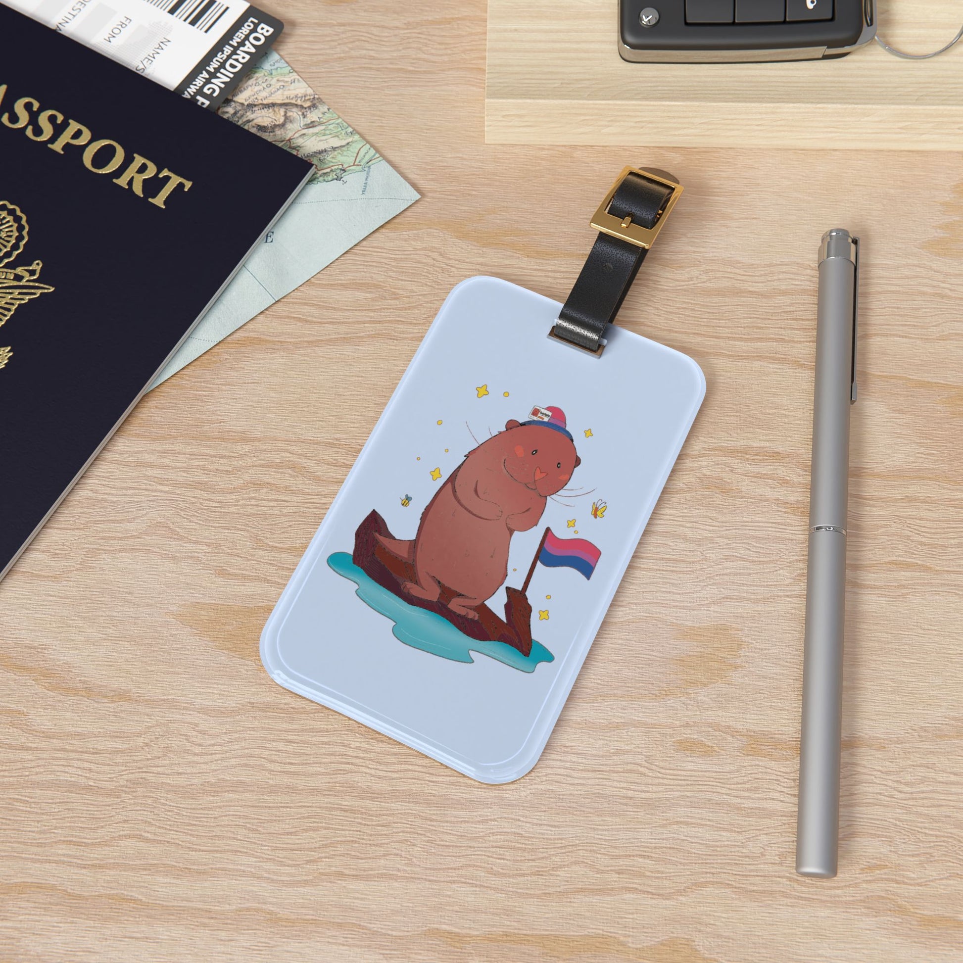 Badgie Luggage Tag - Bisexual Otter "River" - Badgie.co