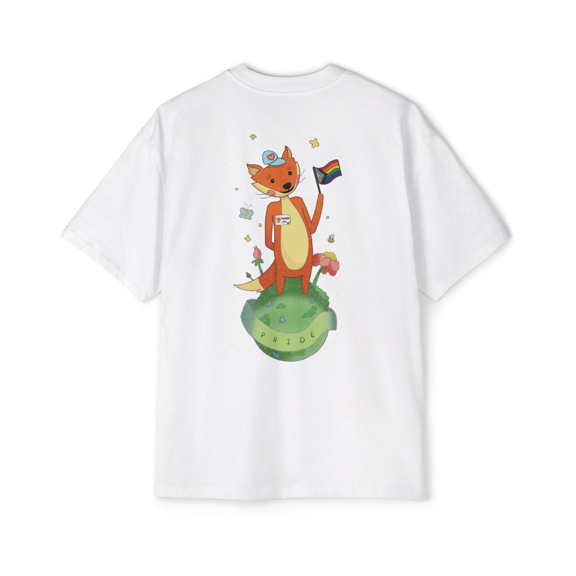 Badgie Oversized Heavy Drop Shoulder T-Shirt - Pride Fox "Kit" - Badgie.co