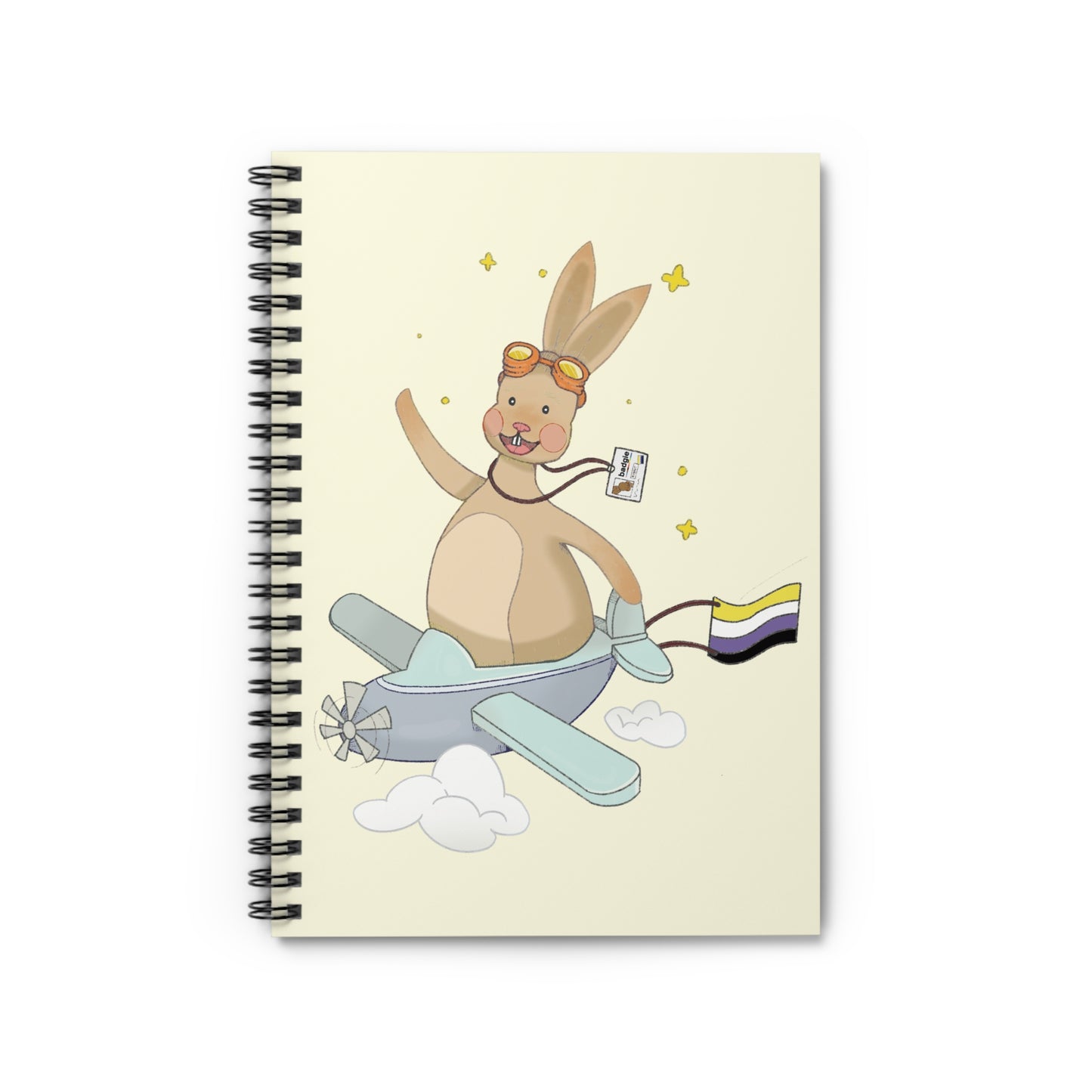 Badgie Spiral Notebook Ruled Lines - Nonbinary Rabbit "Rex" - Badgie.co