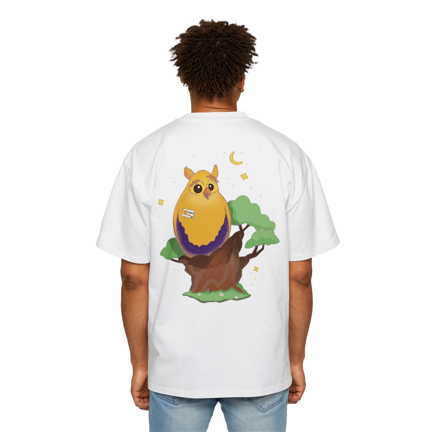 Badgie Oversized Heavy Drop Shoulder T-Shirt - Intersex Owl "Albert" - Badgie.co