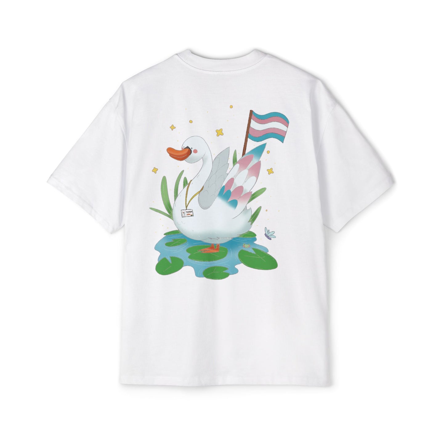 Badgie Oversized Heavy Drop Shoulder T-Shirt - Trans Swan "Tundra" - Badgie.co