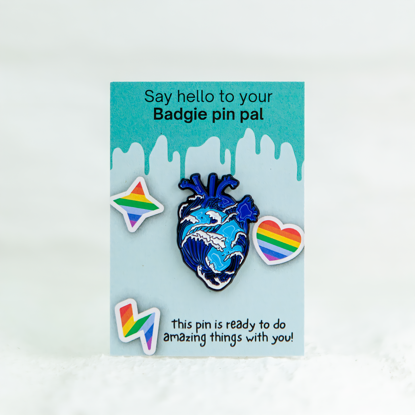 Heart Pin Ocean Waves - Badgie.co