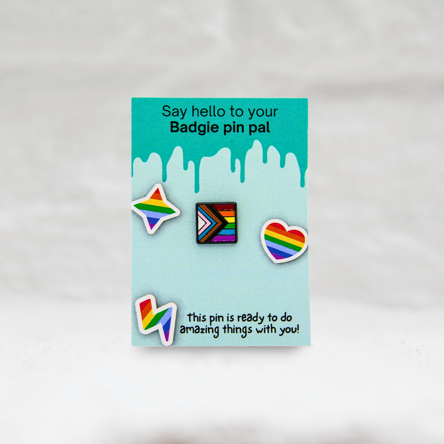 Progress Pride Flag Mini Square Pin - Badgie.co