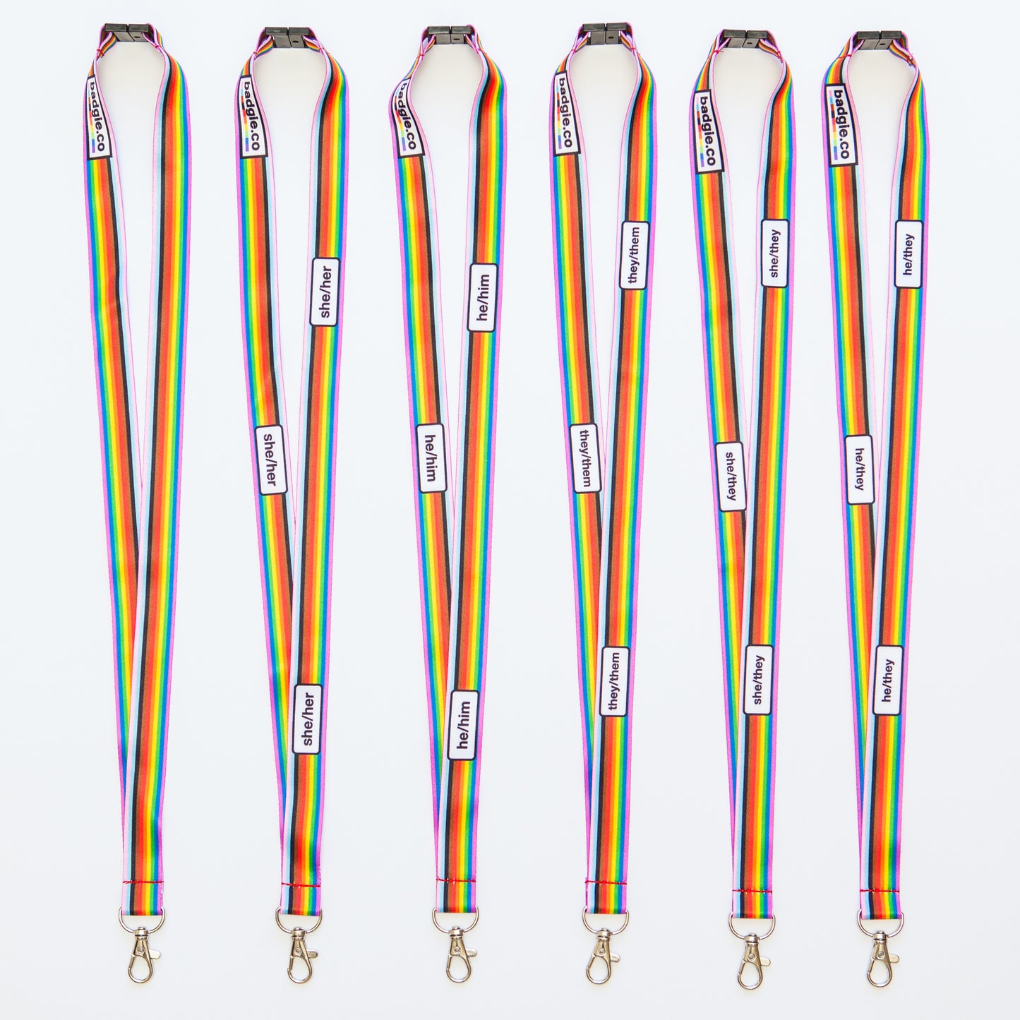 Badgie Rainbow Pride Pronoun Lanyards - Badgie