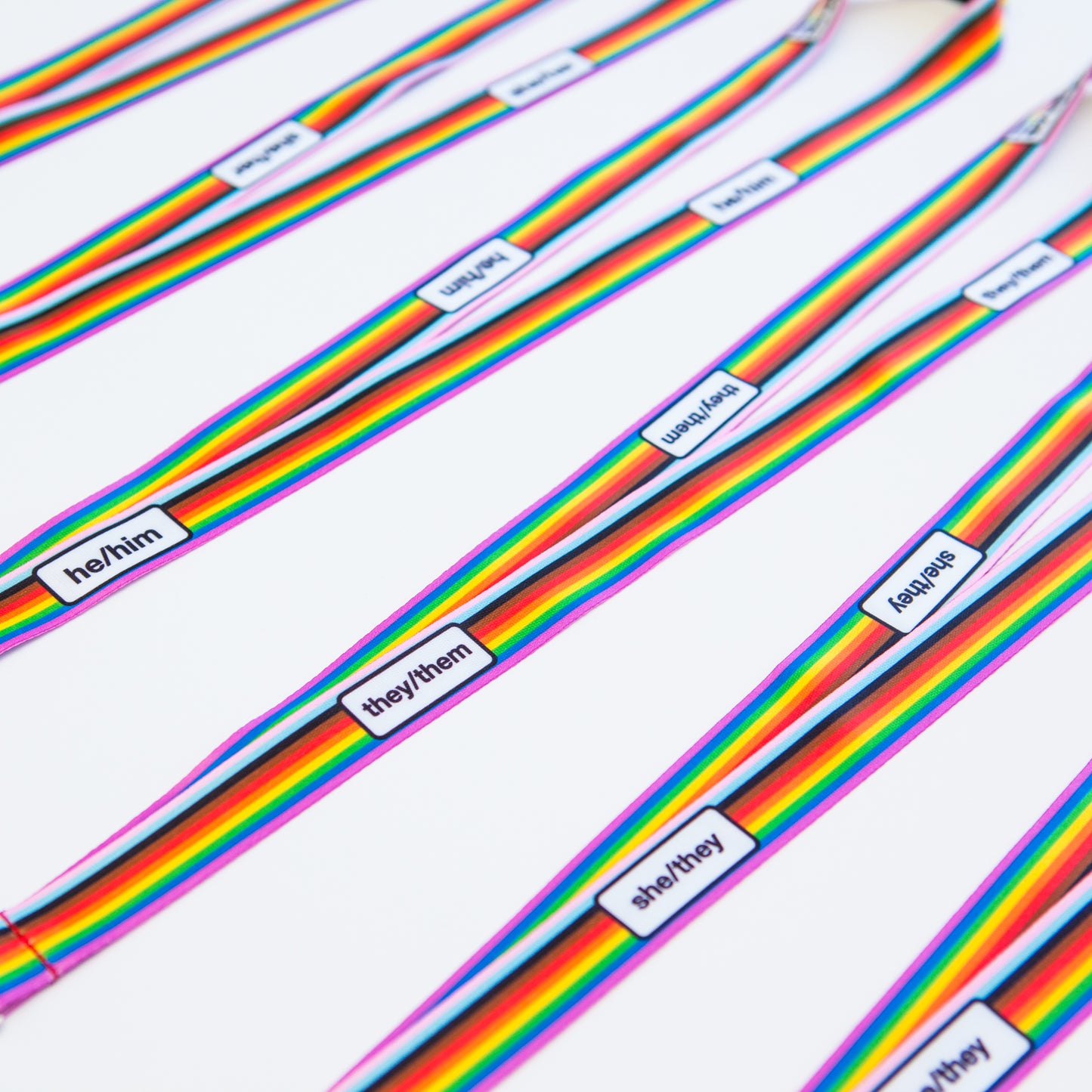 Badgie Rainbow Pride Pronoun Lanyards - Badgie