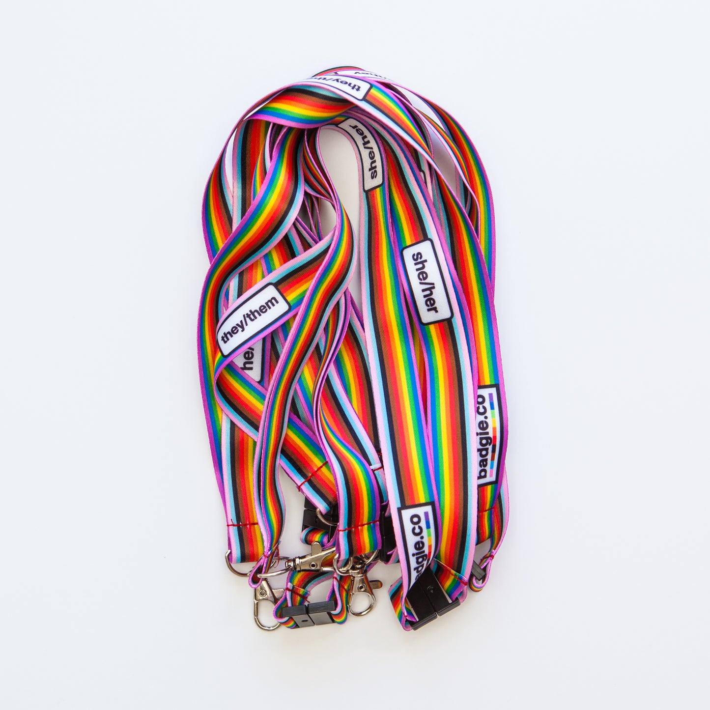 Badgie Rainbow Pride Pronoun Lanyards - Badgie