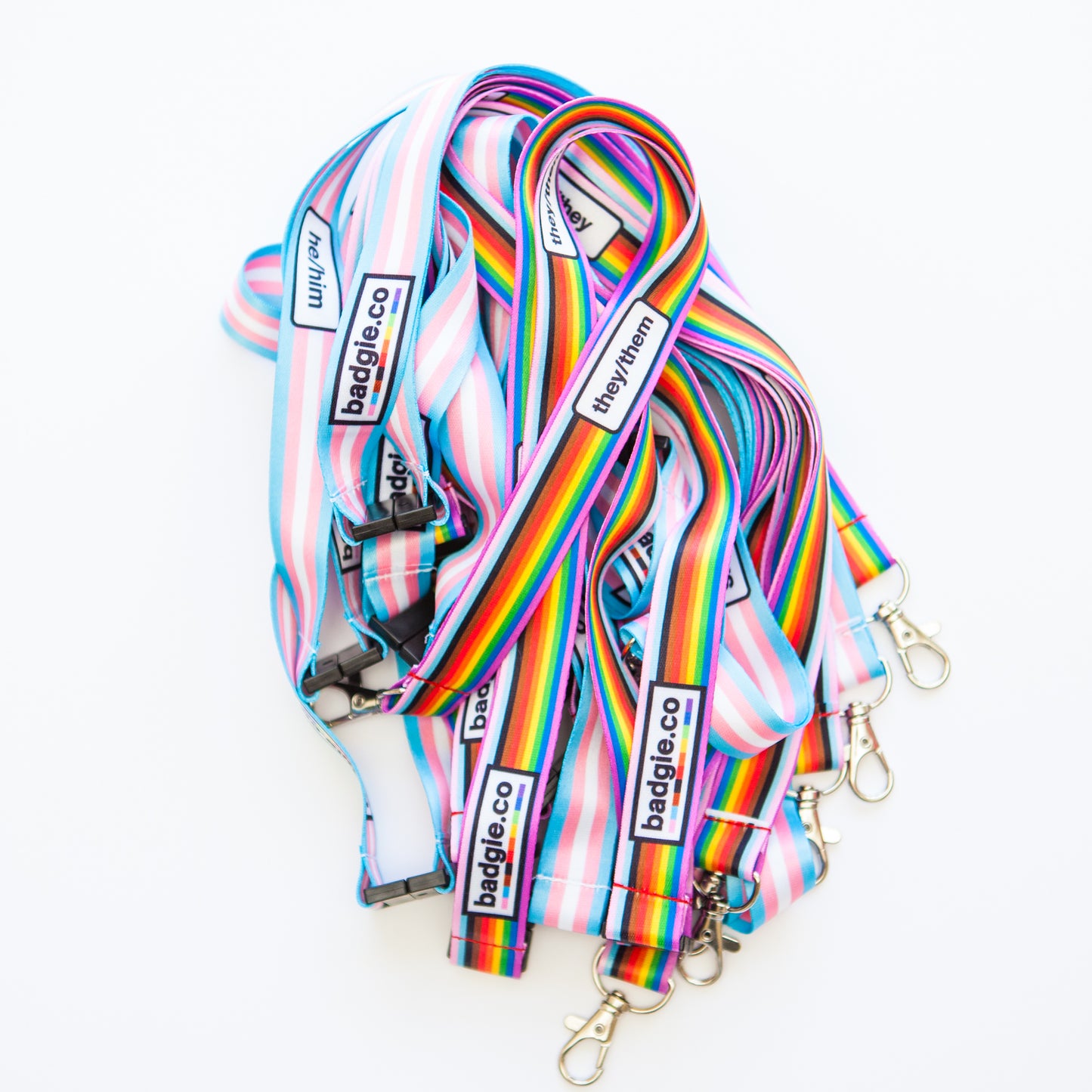 Badgie Rainbow Pride Pronoun Lanyards - Badgie