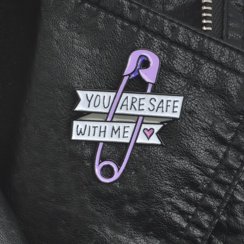 You Are Safe With Me "Safety Pin" Pin - Badgie