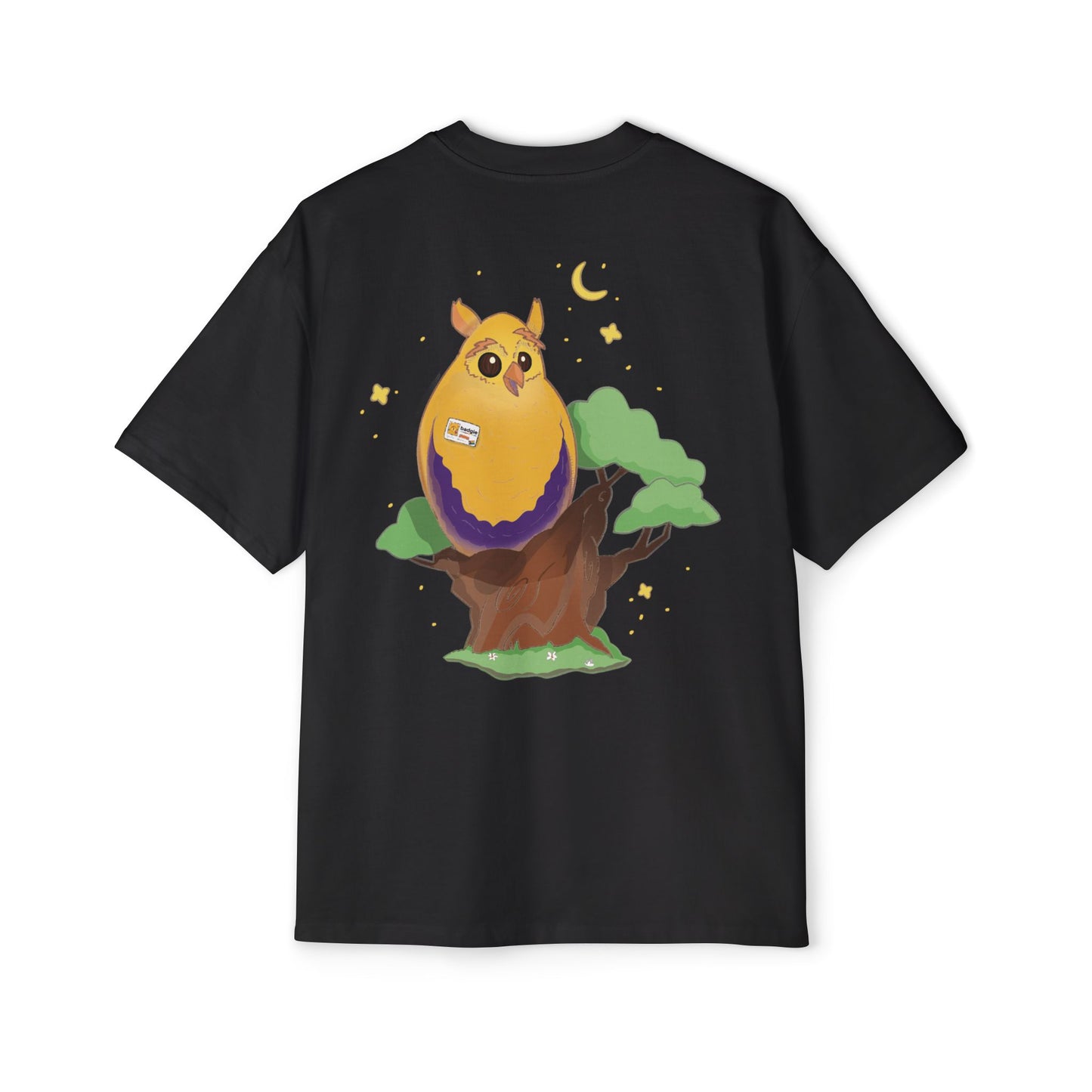 Badgie Oversized Heavy Drop Shoulder T-Shirt - Intersex Owl "Albert"