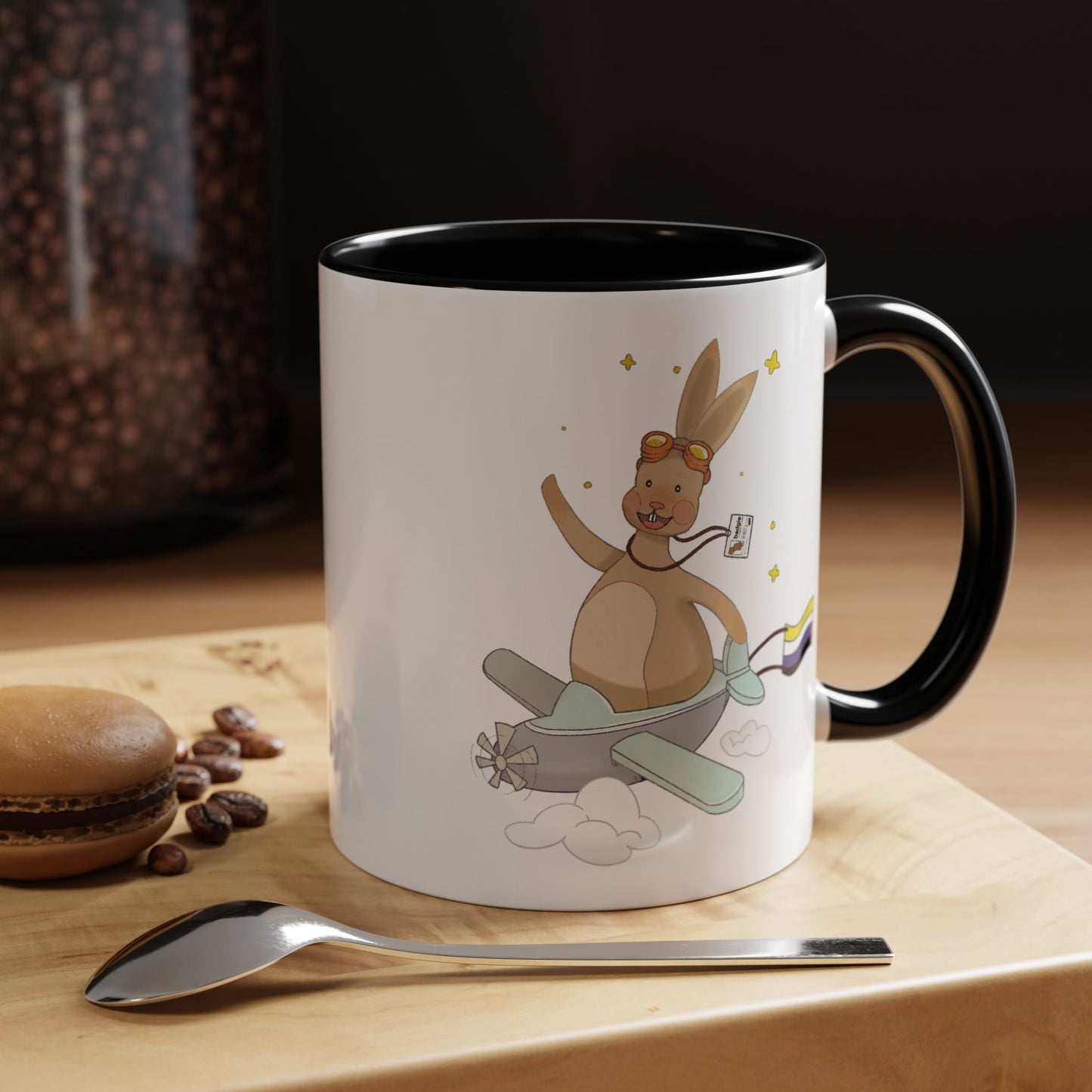 Badgie Ceramic Coffee Mug - Nonbinary Rabbit “Rex”