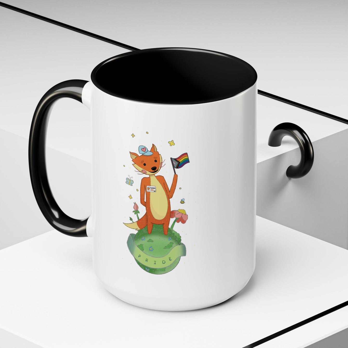 Badgie Ceramic Coffee Mug - Pride Fox "Kit"