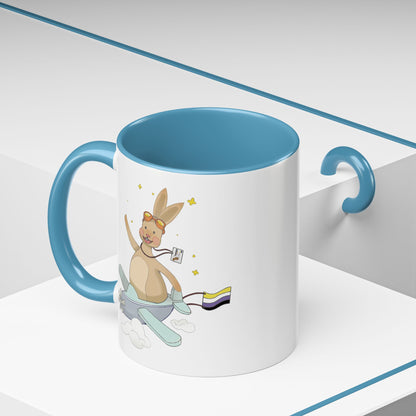 Badgie Ceramic Coffee Mug - Nonbinary Rabbit “Rex”