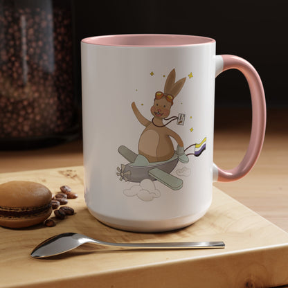 Badgie Ceramic Coffee Mug - Nonbinary Rabbit “Rex”