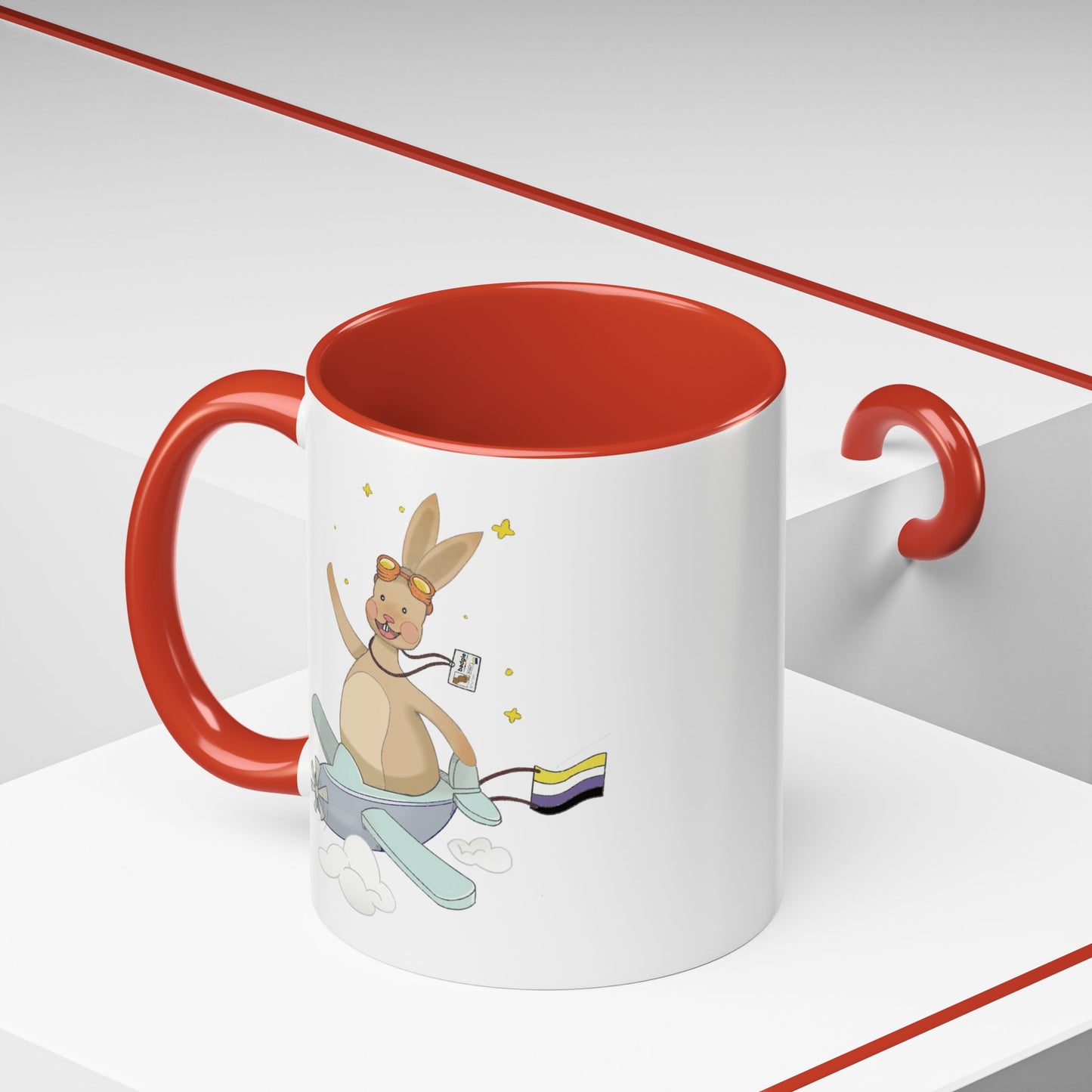 Badgie Ceramic Coffee Mug - Nonbinary Rabbit “Rex”