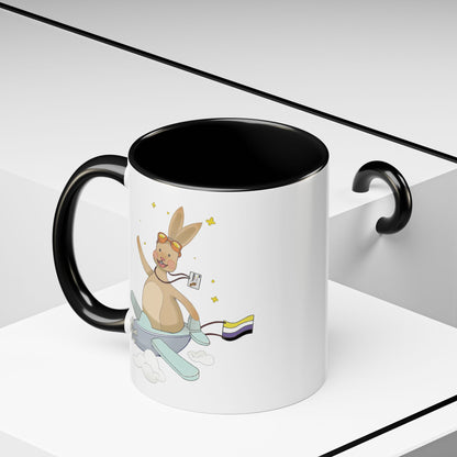 Badgie Ceramic Coffee Mug - Nonbinary Rabbit “Rex”