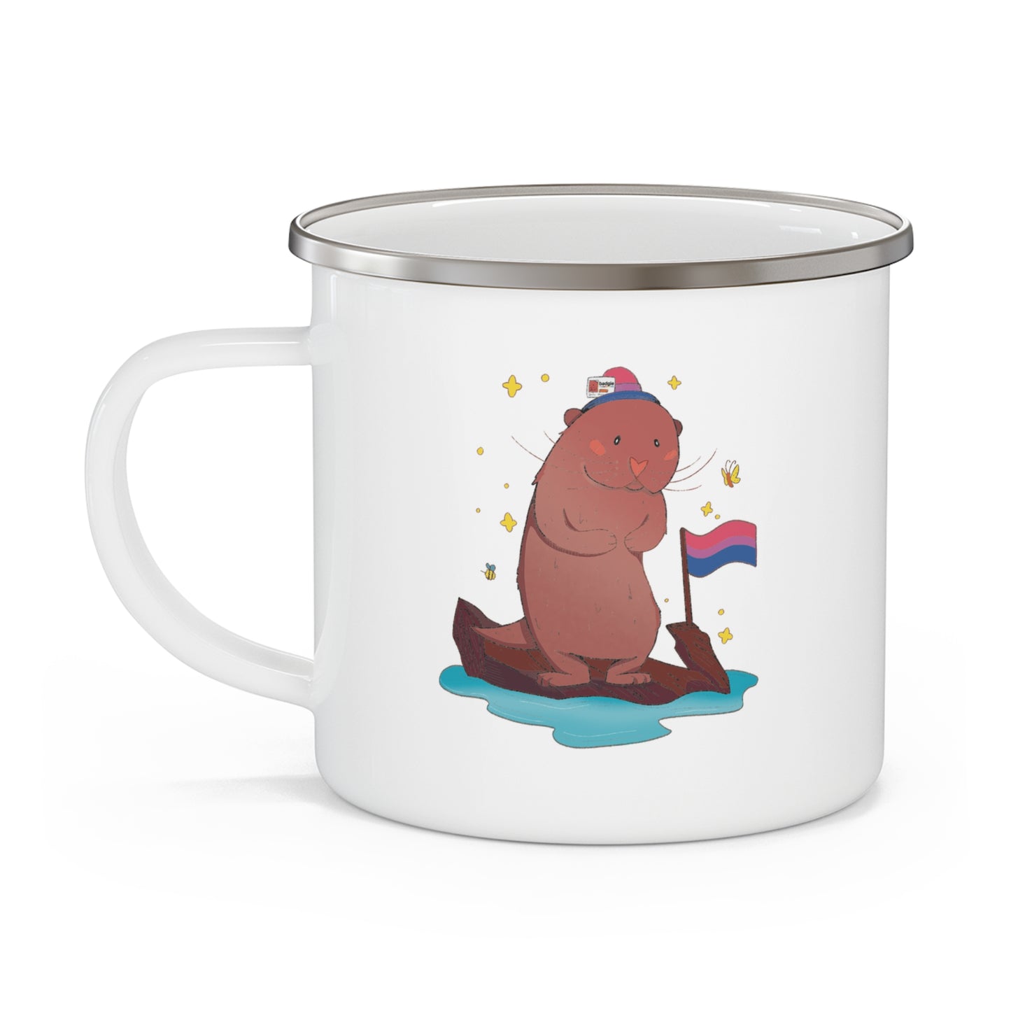 Badgie Enamel Camping Mug - Bi Otter “River”